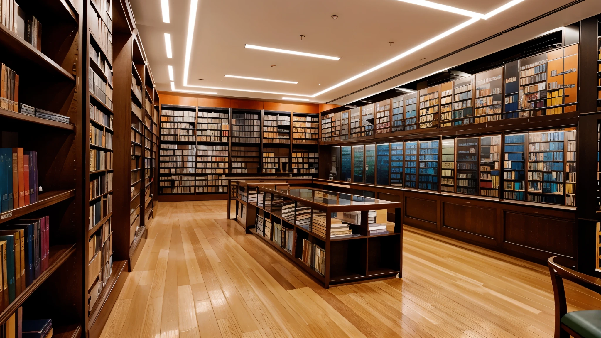 A library organized by color, each shelf bursting with vibrant spines and titles.
