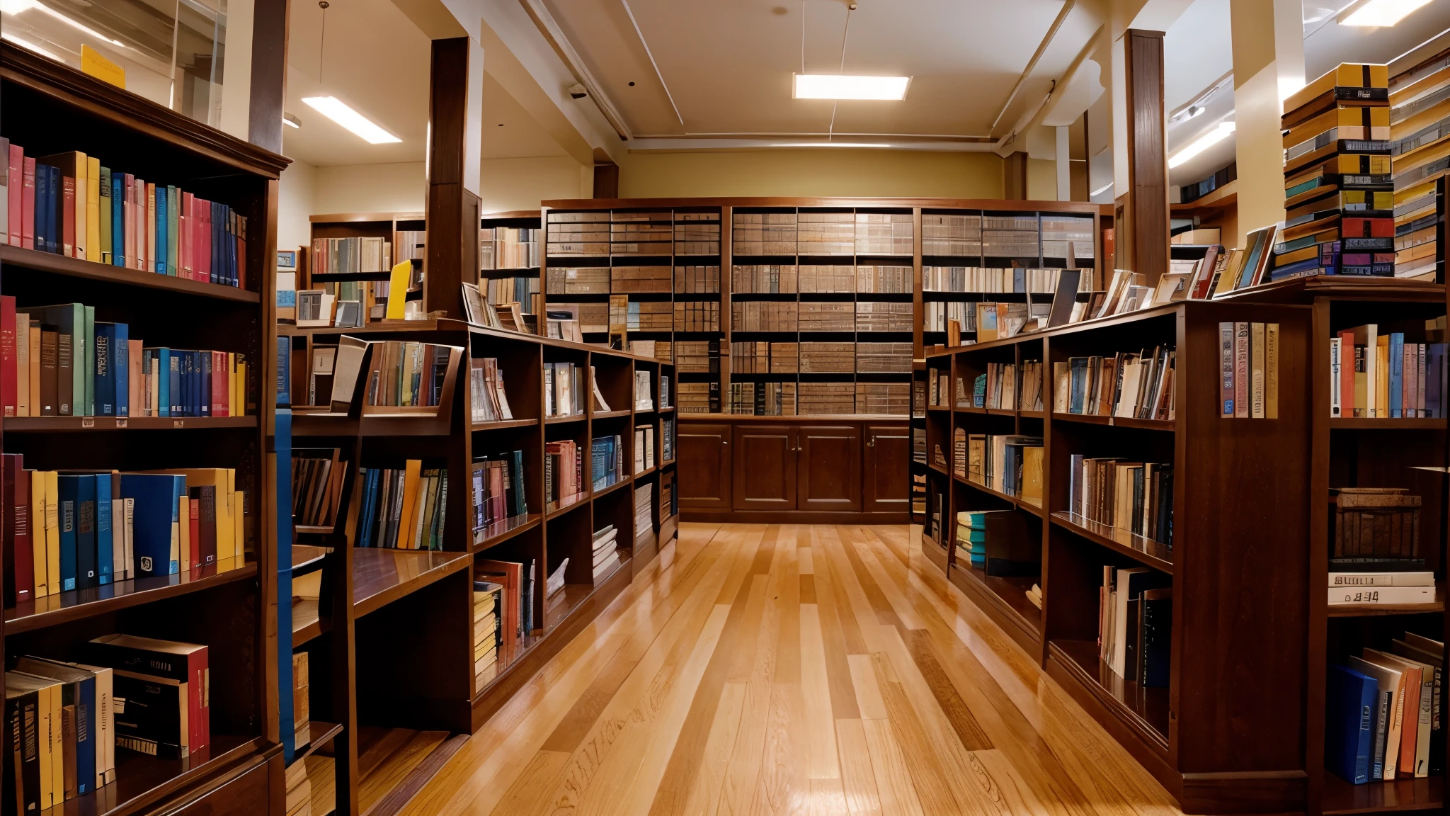 A library organized by color, each shelf bursting with vibrant spines and titles.