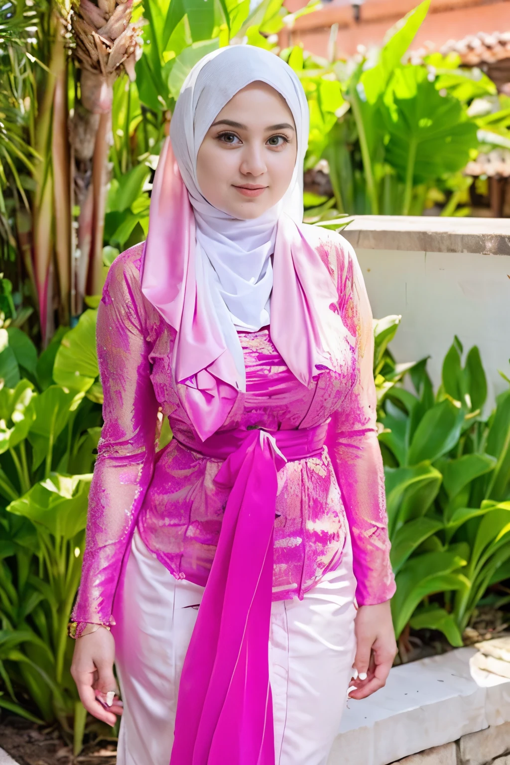 Beautiful, cute baby Face, 26 Years old russian muslim girl, ((wearing hijab)), sexy kebaya dress, nude, large breast , pink nipple, White Skin, horny orgasm face expression, bedroom Background, day light,mid shot, full body, Perfect Potrait, Bokeh Effect, Look at Viewer, small breast, ((adorable:1.2)), ((masterpiece:1.1)), ((bokeh:1.2)), dynamic sexy pose,