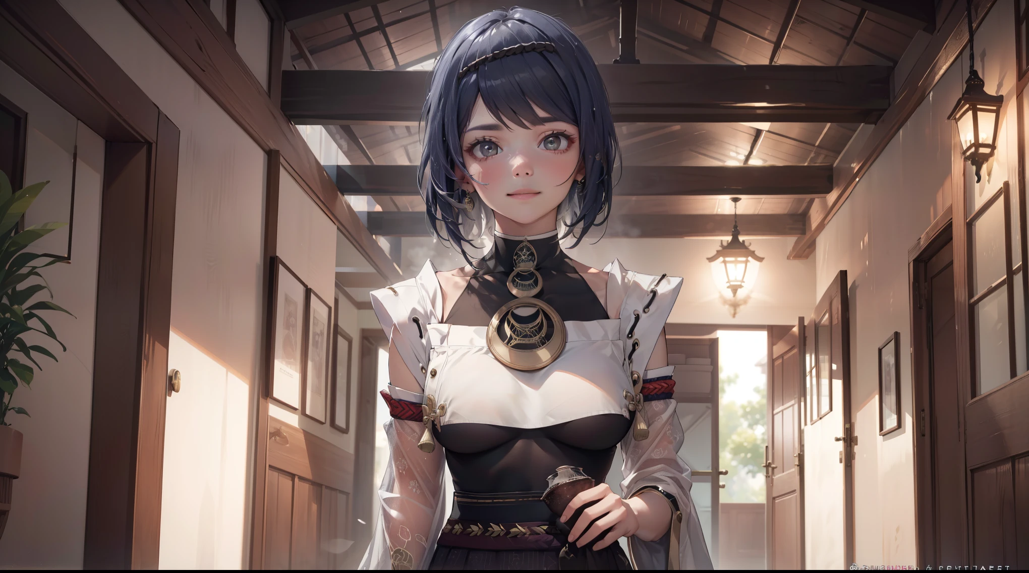 ตาสีเหลือง, (best quality,8k,highres,masterpiece:1.2),(realistic,photorealistic,photo-realistic:1.37), ชุดเมดแบบคลาสสิค, traditional Japanese bakery,beautiful detailed eyes,happiness,glowing eyes,smiling,peaceful atmosphere,traditional Japanese clothes,working(คุณภาพดีที่สุด,เต็มรูปแบบ,โฆษณา:1.2),แสงสว่างและอบอุ่น,หวานง่มงวง,ความสุขบริบูรณ์,รอยยิ้มสดใส,sakura tree,tranquil,aroma scent,dreamlike,vivid colors,subtle lighting,traditional Japanese tea set,lively ambiance