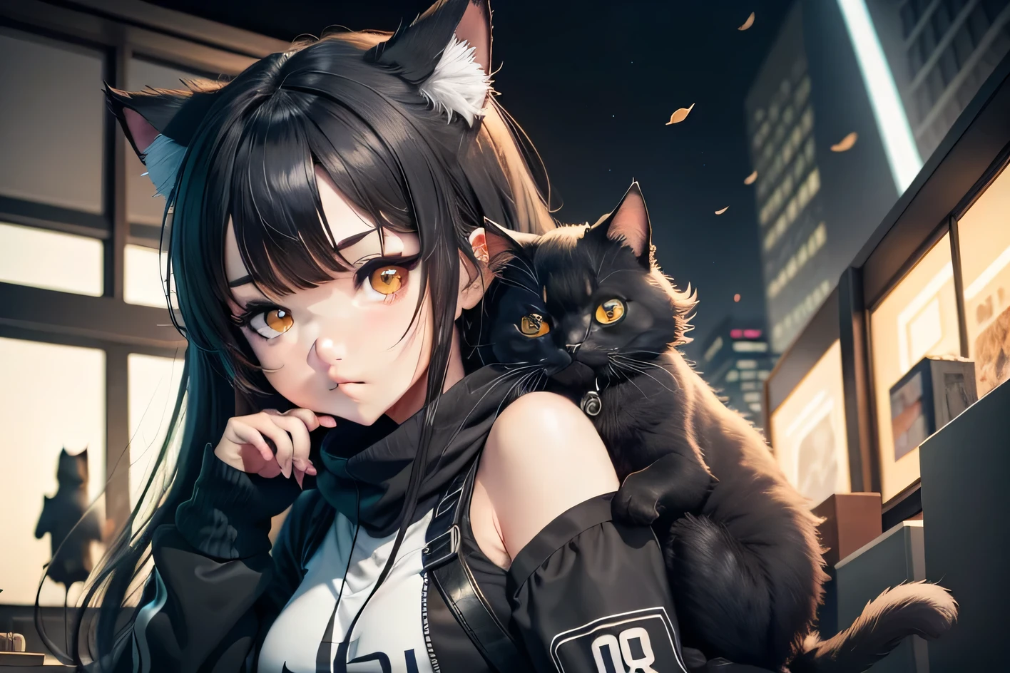 (Best quality, 8K, Masterpiece:1.3, 1girl, Beautiful girl), cute, Dynamism, Detailed face, Detailed skin, detailed clothes, Detailed eyes, Detailed lips, Detailed tongue, Detailed fingers, Detailed mouth, Photorealistic, Raw photo, highres, hight resolution, Natural lighting, dynamic pose, perfect ???????, toned legs, double eyelids, tear bags, round eyes, moist lips, sweaty, hood, cat ears original, furry cat ears, she has cat tail, hood up, hooded raincoat, clear raincoat, rain, ecstatic face, ahegao, metal choker, steam, cleavage, sitting on back, half closed eyes, alley, black hair, hair between eyes, tongue out, drooling