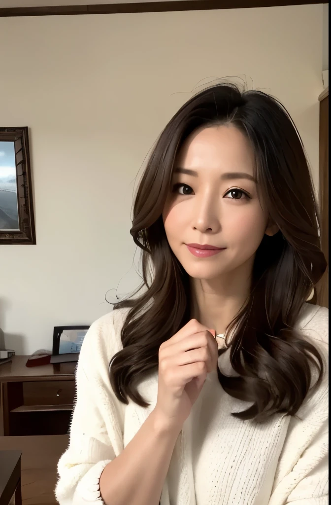 table top, highest quality, figure, super detailed, finely, High resolution, 8k wallpaper, 完璧なダイナミックな構figure, detailed and beautiful eyes, fluffy winter clothes,medium hair,,natural color lip,)、65 years oldの女性、looking at the camera,perfect and beautiful face and fingers,、Middle-aged woman、mature woman、beautiful witch、65 years old、Japanese style room、tidy room、japanese woman、japanese room、Nice room、Grandmother、elder、Don't show your skin、I will not expose、Room wear、elderly、Po、美mature woman、mature woman、Sexy、Skinless clothing