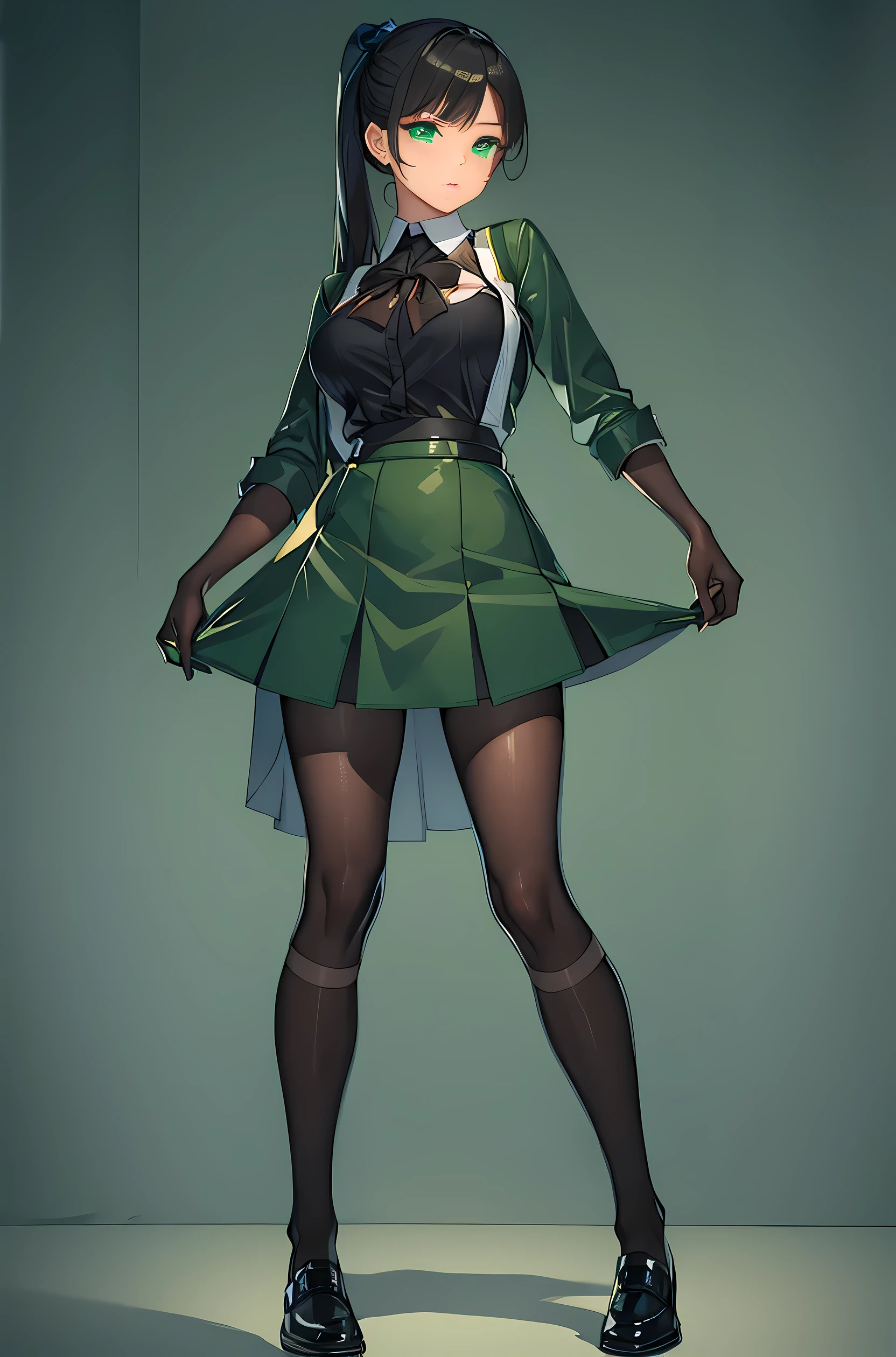 sexy man in green uniform、Popular with women all over the world.。。I like green。Frontal photo from head to toe。shoes are sexy。kind eyes, and a beautiful voice.。Please generate a full-body frontal image