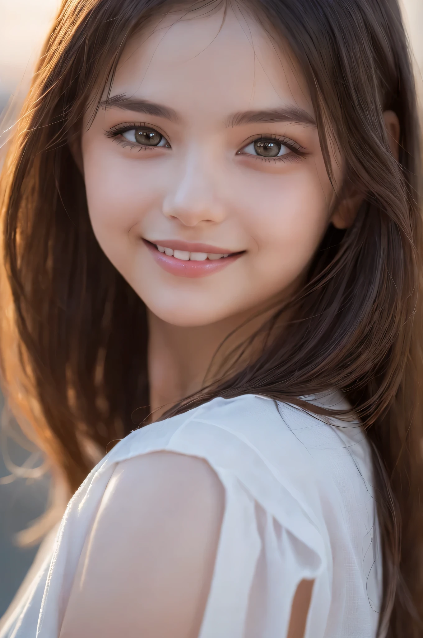 France、Italy、smile、Your eyes are sparkling、Big eyes、White see-through、camisole、20-year-old、