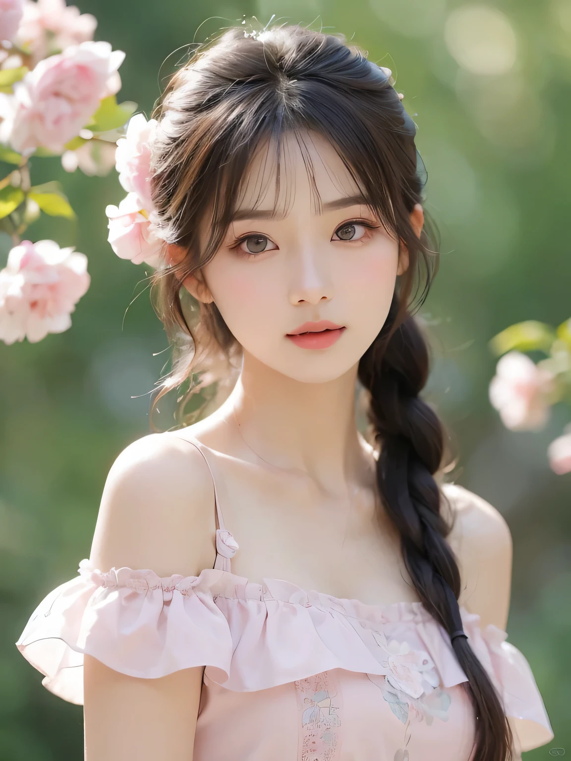 araf asian woman,long hair,pink skirt,Posing for photos, Cute and delicate face, young cute korean face, beautiful portrait images, Beautiful Korean woman, Cute and natural anime face, Young cute asian face, beautiful aesthetic face, Beautiful young Korean woman, beautiful asian girl, Portrait of cute and delicate face, actual. Cheng Yi, kawaii actual portrait