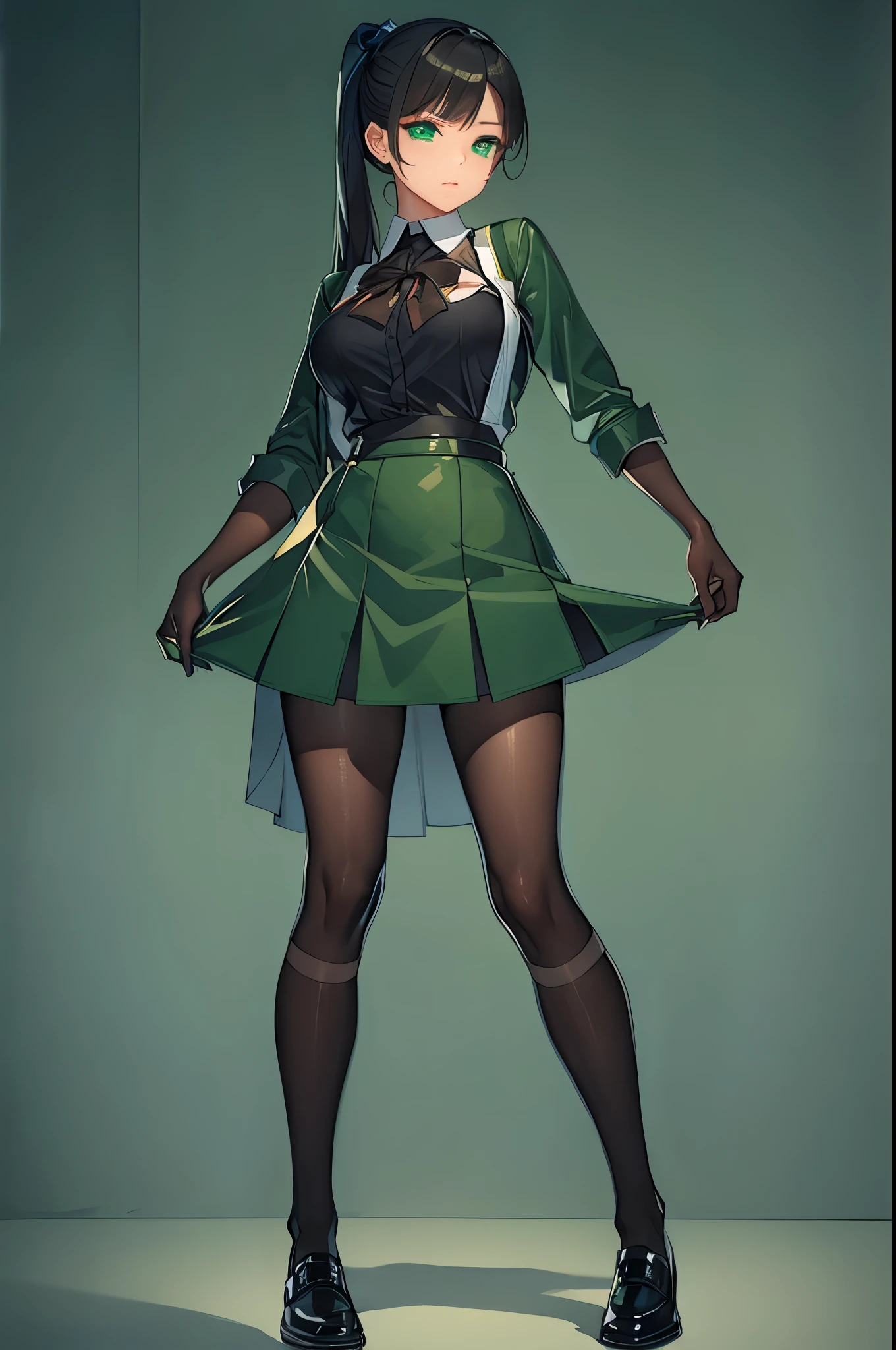 He is a sexy man in a green uniform who is popular with women all over the world.。。I like green。Frontal photo from head to toe。shoes are sexy。kind eyes, and a beautiful voice.。Please generate a full-body frontal image