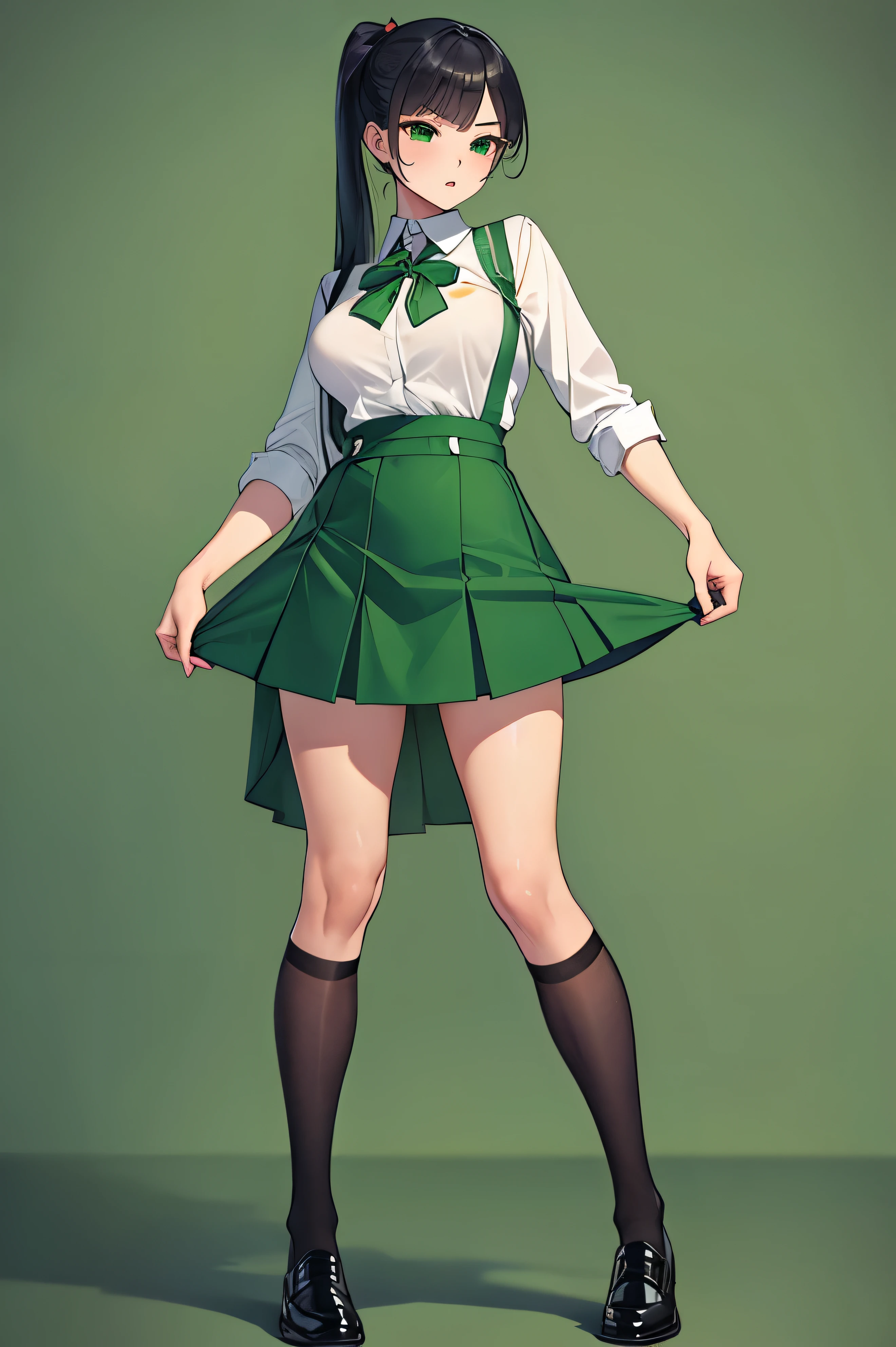 sexy man in green uniform、Popular with women all over the world.。。I like green。Frontal photo from head to toe。shoes are sexy。kind eyes, and a beautiful voice.。Please generate a full-body frontal image