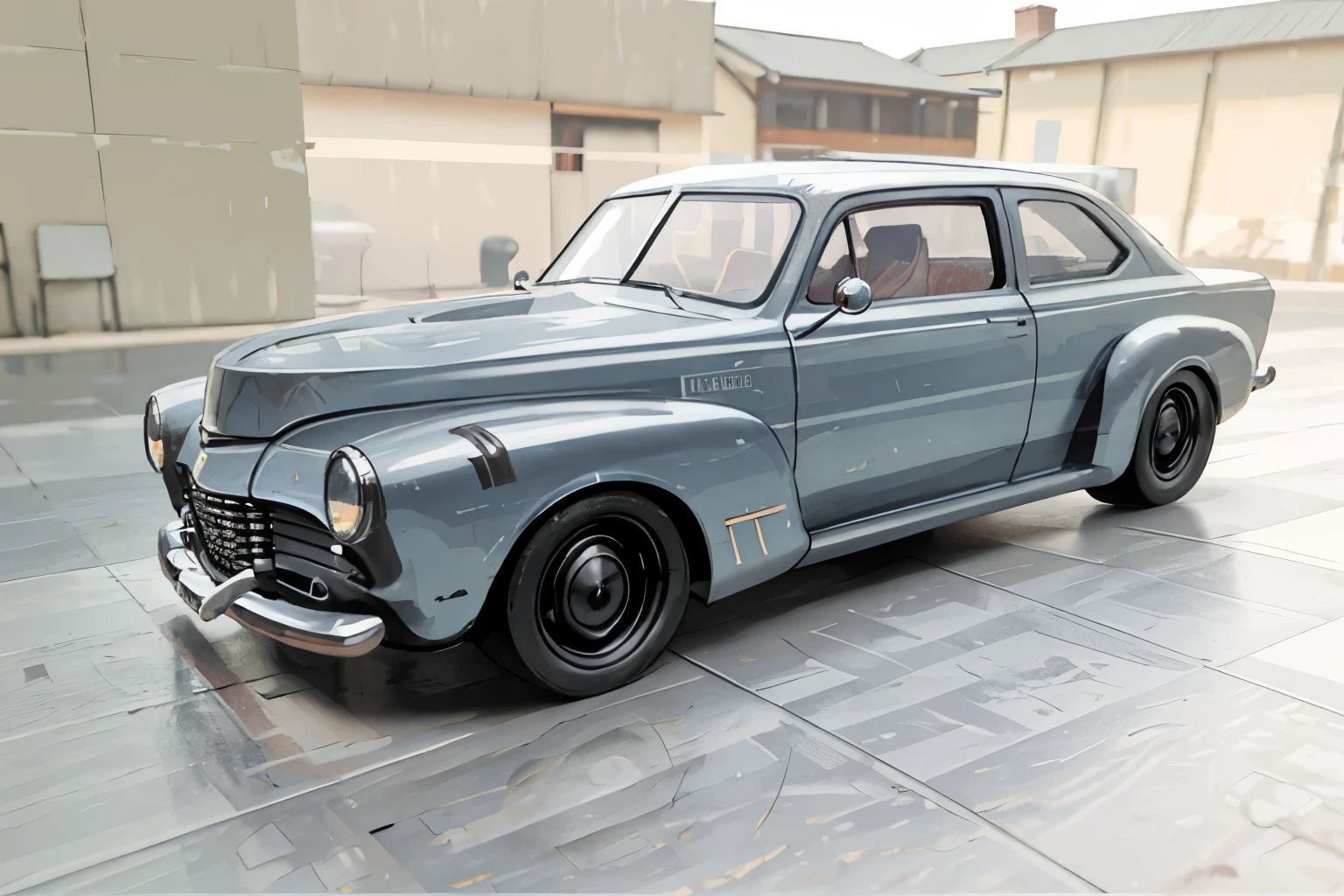 there is a toy car that is sitting on a table, scale model photography, 1947, 1 9 4 7, 1 9 4 6, 1946, 1948, photoreal render, semi - realistic render, highly detailed hyper real retro, realistic paint job, photorealism style, 3 d hyper realistic render, hyper realistic render