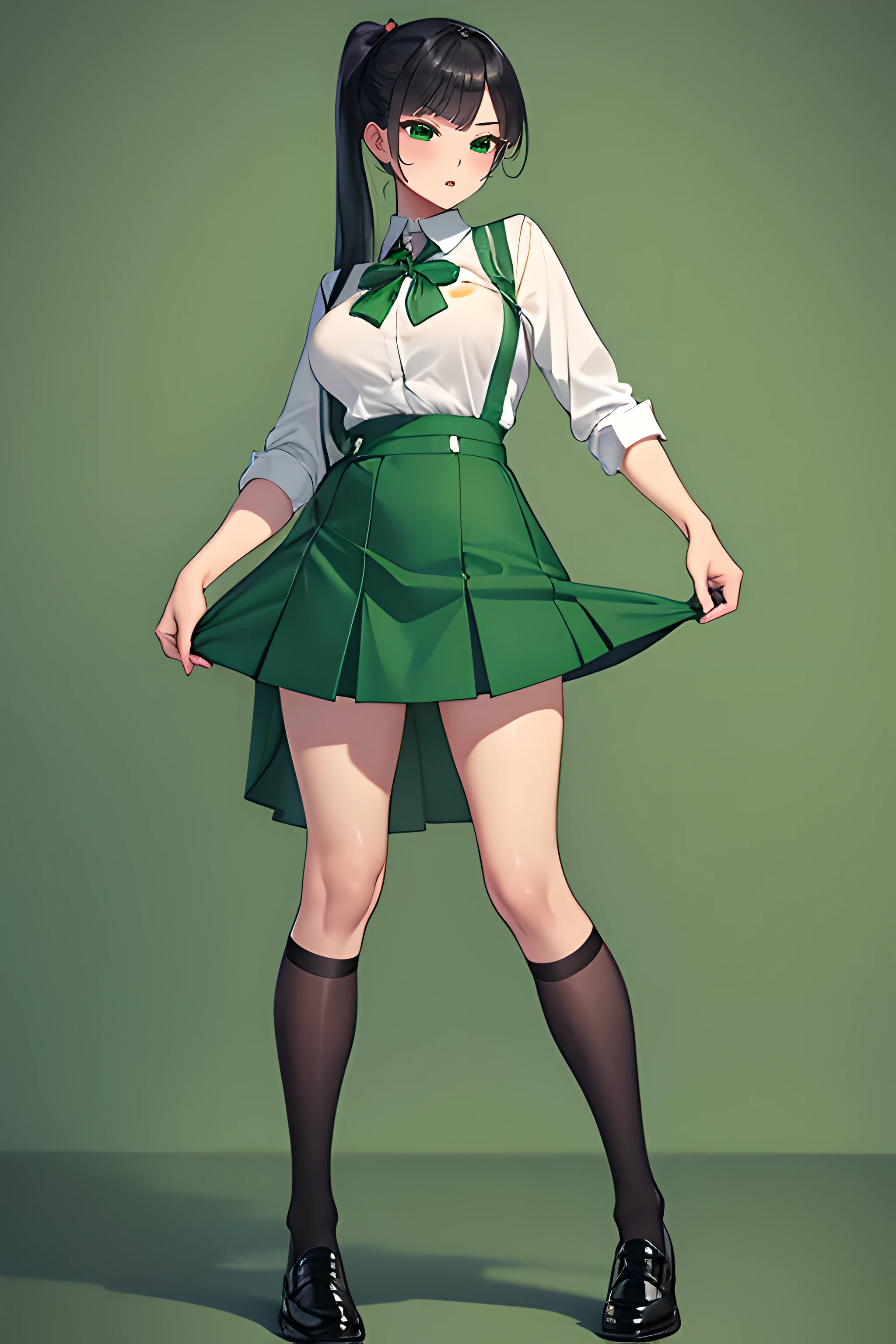 A sexy man wearing a green uniform、Popular with women all over the world.。。I like green。Frontal photo from head to toe。shoes are sexy。kind eyes, and a beautiful voice.。Please generate a full-body frontal image