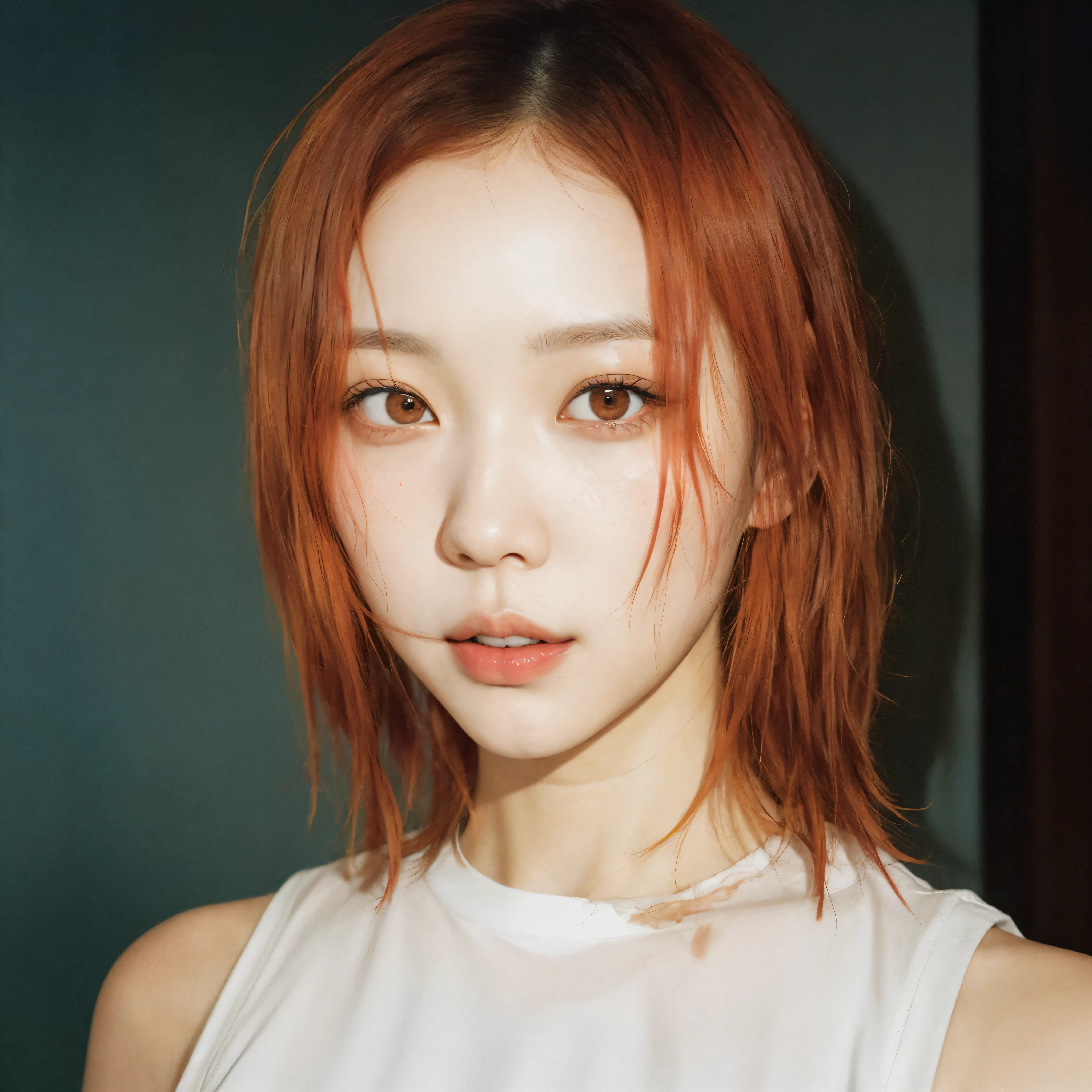 there is a young woman with a white shirt and red hair, kiko mizuhara, sui ishida, yoh yoshinori, yoh yoshinari, heonhwa choe, taejune kim, yoshinari yoh, kazue kato, kim hyun joo, aoi ogata, jiyun chae, aya takano, sun yunjoo