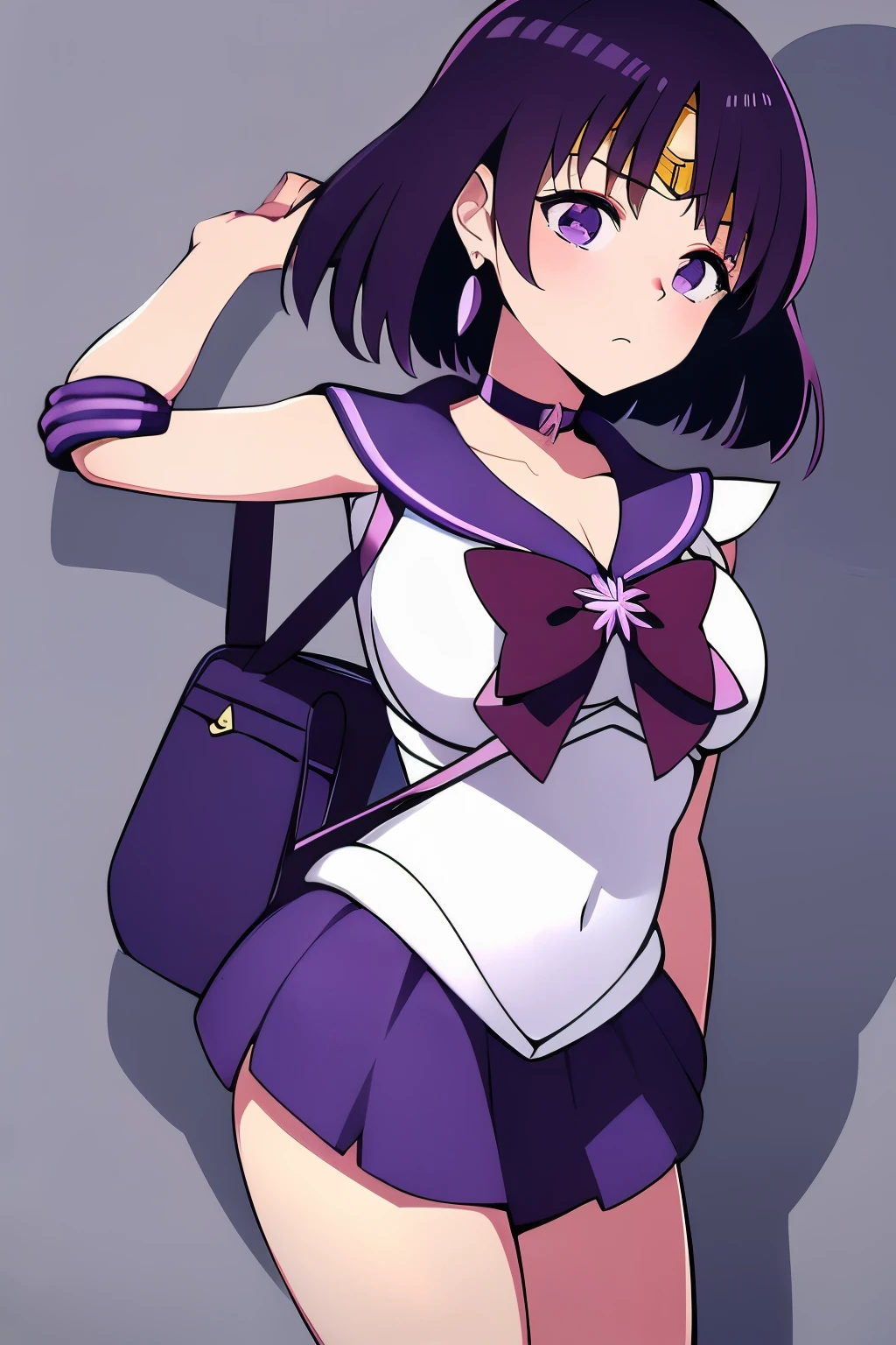 highest quality, masterpiece, ultra high resolution, 1 girl, cute,  Sunny, street, dynamic light and shadow, (sailor Saturn), wearing pink randoseru backpack, 1 male、breast grab、Cowgirl、straddle、blush、trembling