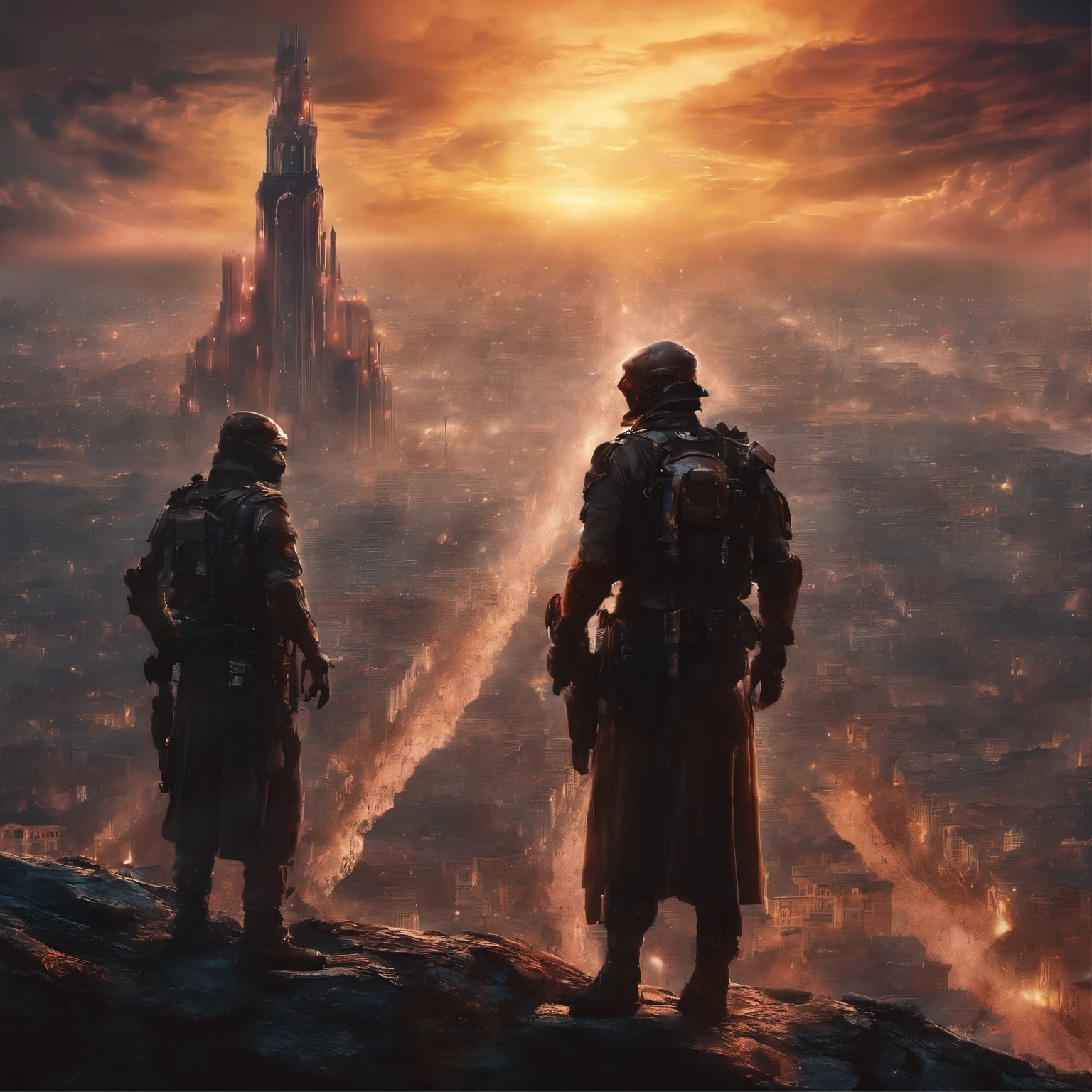 (A nice dystopian city enjoying the festival: 1.3), lights and flourishing of joy, A military muscular middle age man, in disguise, (killing some patrol guards in a city: 1.2), furious, angry, masterpiece, ultra HD, photorealistic
