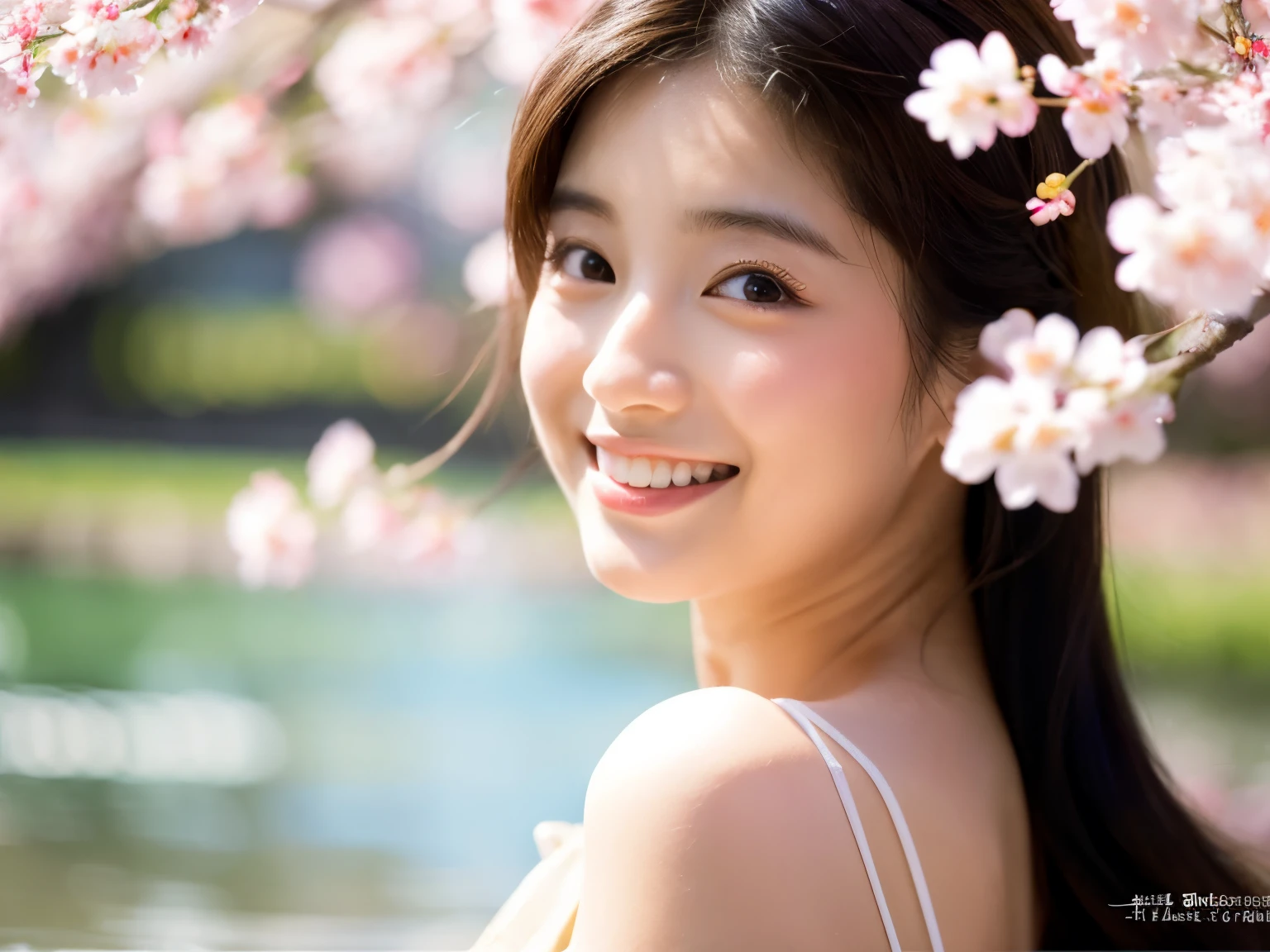 (best quality,4k,8k,highres,masterpiece:1.2),ultra-detailed,(realistic,photorealistic,photo-realistic:1.37),portrait,Japan,30s woman,smiling,beautiful detailed eyes,detailed lips,professional,photographer,girl,friendly expression,medium format camera,creative pose,vibrant colors,natural lighting,scenic background,captivating smile,confident,genuine happiness,artistic composition,filtered sunlight,serene atmosphere,joyful 感じ,vivid colors,sun-kissed skin,traditional Japanese elements,geisha-like makeup,japanese cherry blossoms,dynamic perspective,positive energy,authentic emotions,artistic flair,expressive eyes,soulful smile,airy feel,graceful presence,feminine charm, 神秘感,主体絞り込み, silhouettes of sakura,serenity in motion,serene gestures,classic beauty