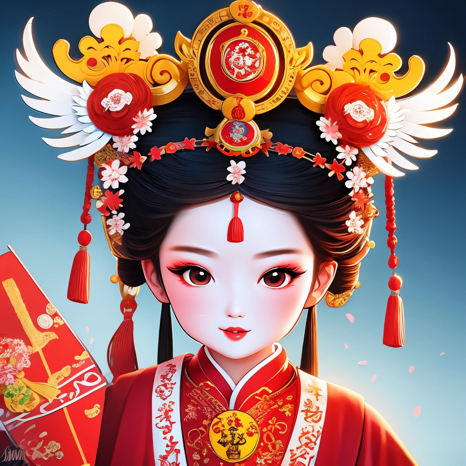 Cantonese Opera Cartoon Characters（（（masterpiece）））， （（best quality））， （（intricate details））（8k）