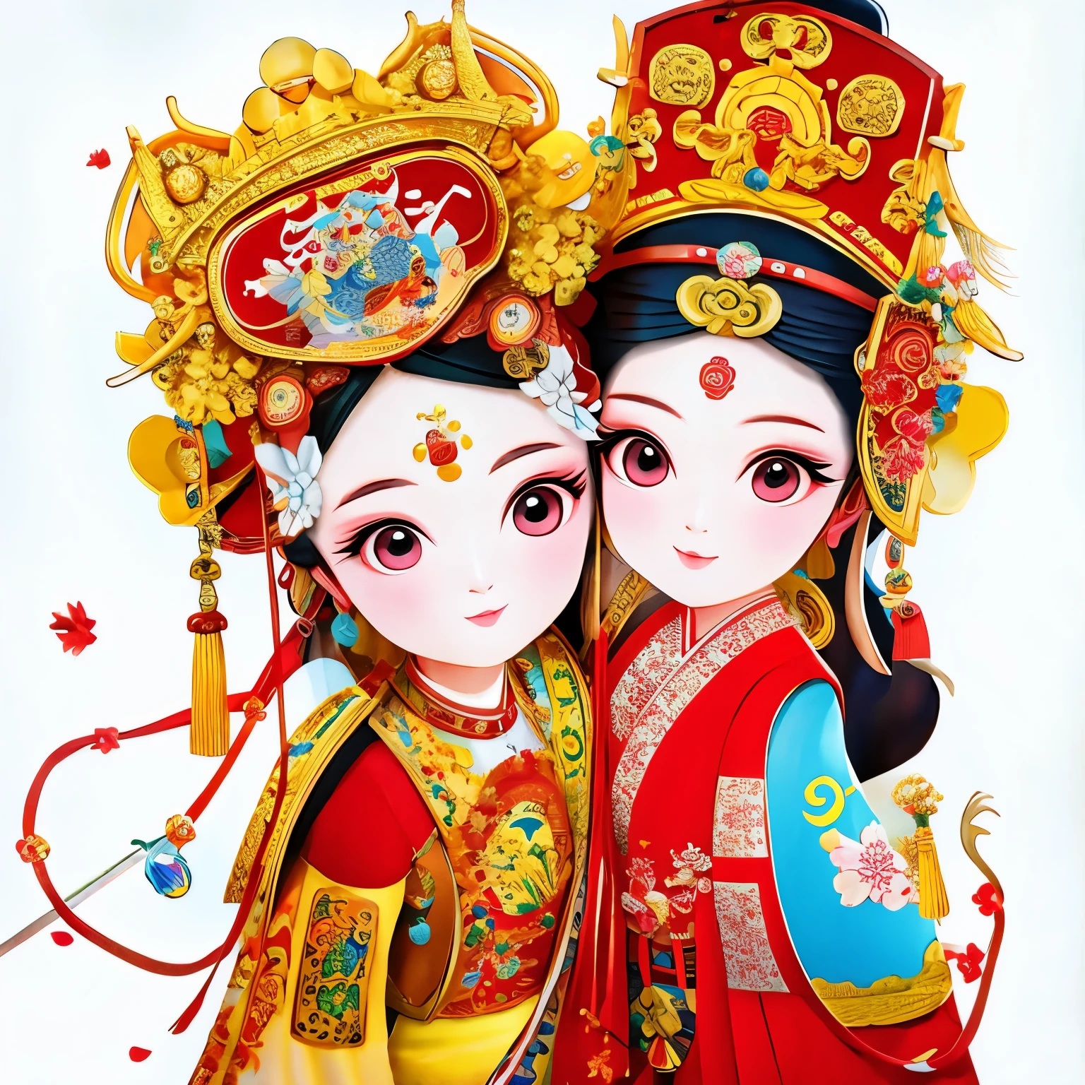 Cantonese Opera Cartoon Characters，Eyes are very delicate（（（masterpiece）））， （（best quality））， （（intricate details））（8k）