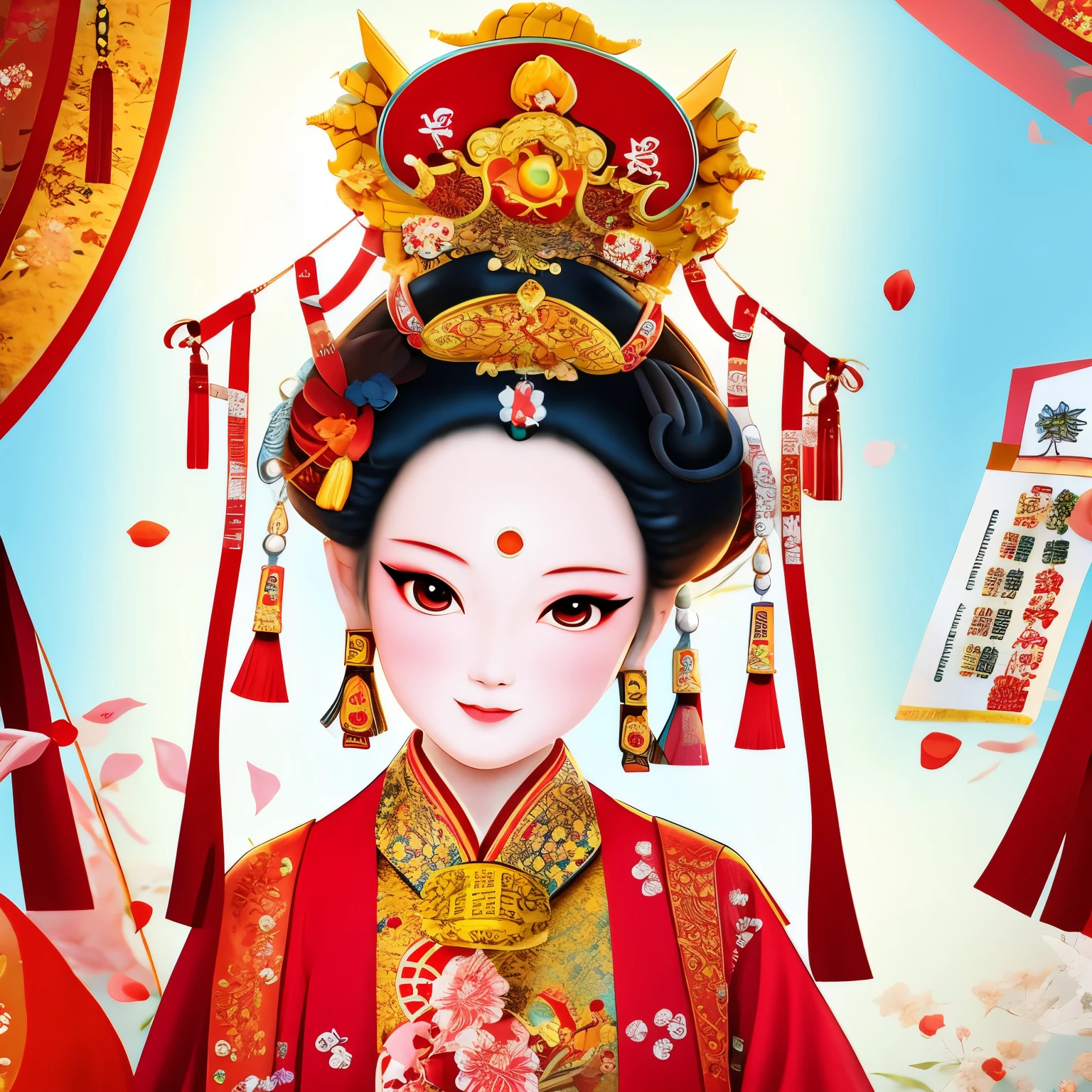 Cantonese Opera Cartoon Characters（（（masterpiece）））， （（best quality））， （（intricate details））（8k）