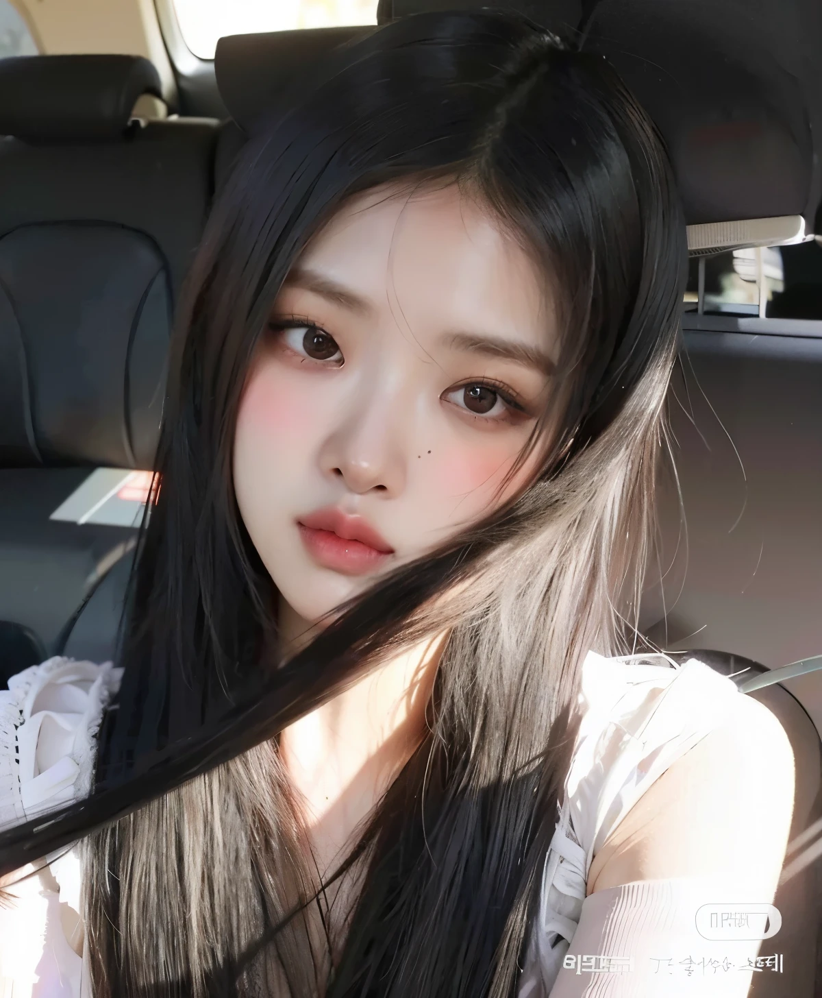um close de uma mulher com longos cabelos pretos sentada em um carro, coreana, garota cara fofa, adorable and pale korean face, young pale and beautiful asian face, Ulzzang, young lovely korean face, linda mulher sul-coreana, Beautiful Asian girl, rosto de anime natural fofo, Asian with long hair, lindo rosto delicado, rose do blackpink, blackpink