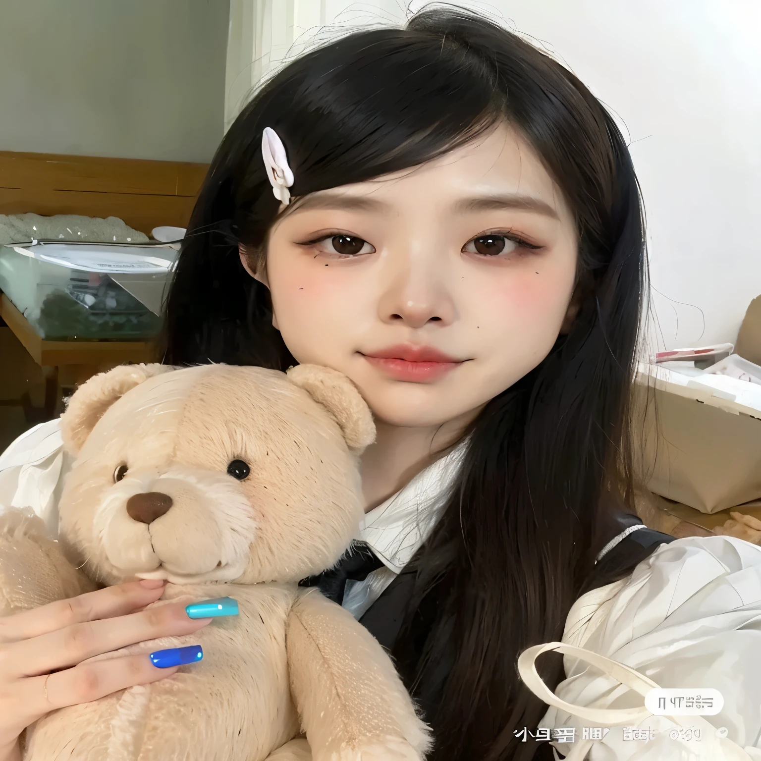 there is a woman holding a teddy bear in her hands, Ulzzang, Jaeyeon Nam, adorable and pale korean face, Lalisa Manobal, Bela Delfina, young lovely korean face, Kim Doyoung, coreana, Sakimichan, taejune kim, com cara fofa - linda, Heonhwa Choe, ruan fofo vtuber, rose blackpink, blackpink