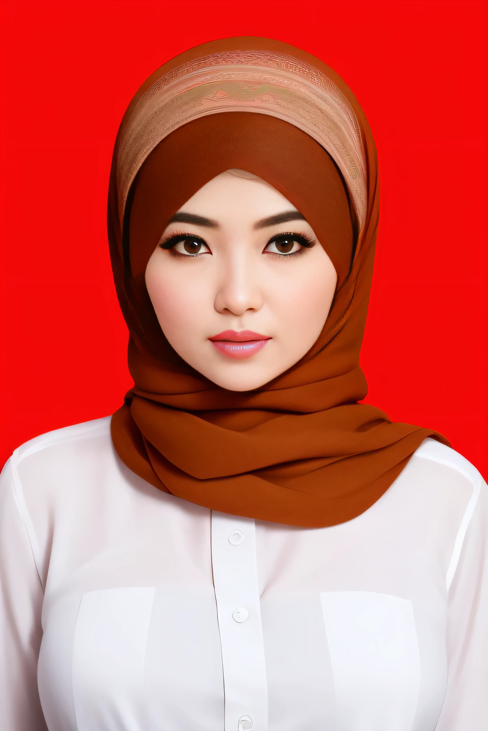 arafed woman wearing a brown scarf and white shirt, h. kyoht luterman, faridah malik, hijab, full protrait, protrait, official photo, profile portrait, hannah yata, professional picture, photo portrait, ayamin kojima, potrait, sakimi chan, by Abidin Dino, professional profile picture, profesional photo