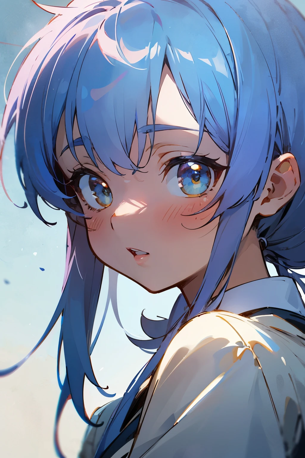 chino kafuu from gochuumon usagi desu ka, beautiful, white skin, shiny, shiny lips, soft colors, shiny skin, very fine lines, manageable lines, coarse shading, line art, rough, dirty, perfect eyes, grainy realism, dirt, bright eyes, anime style, intricate details, complex, oil on canvas, masterpiece, expert, wildly detailed, 4k resolution, sunbeams