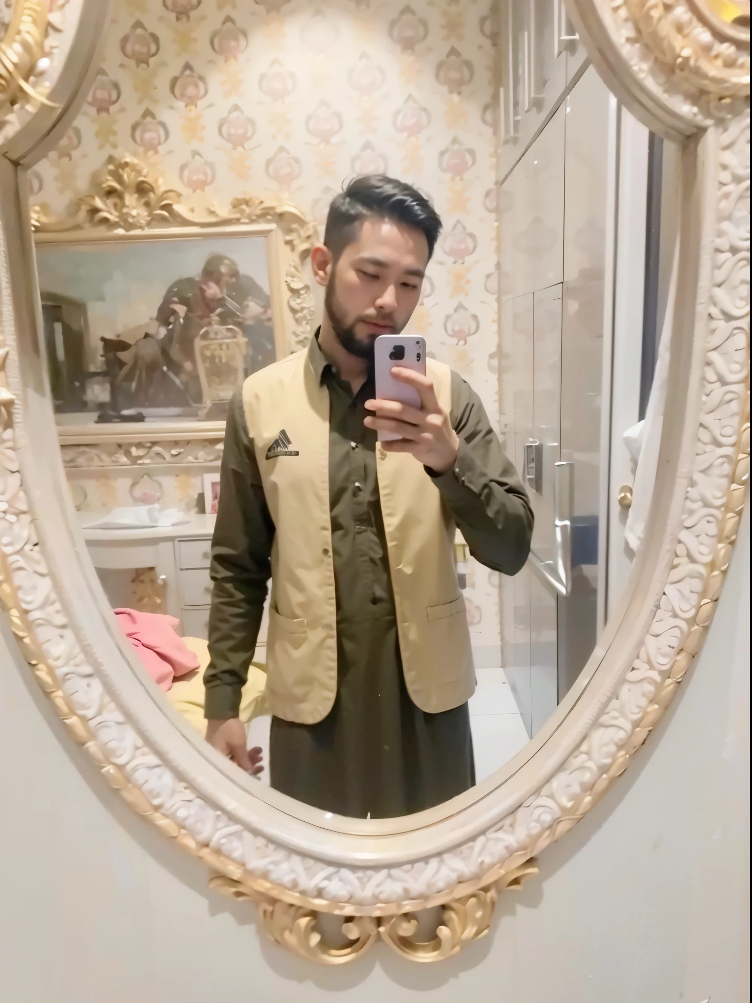 Boy taking mirror selfie