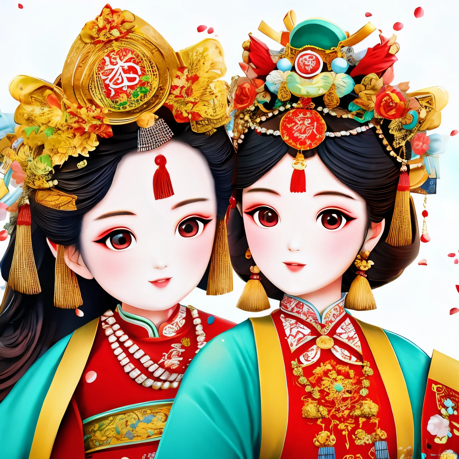 Cantonese Opera Cartoon Characters，Eyes are very delicate（（（masterpiece）））， （（best quality））， （（intricate details））（8k）