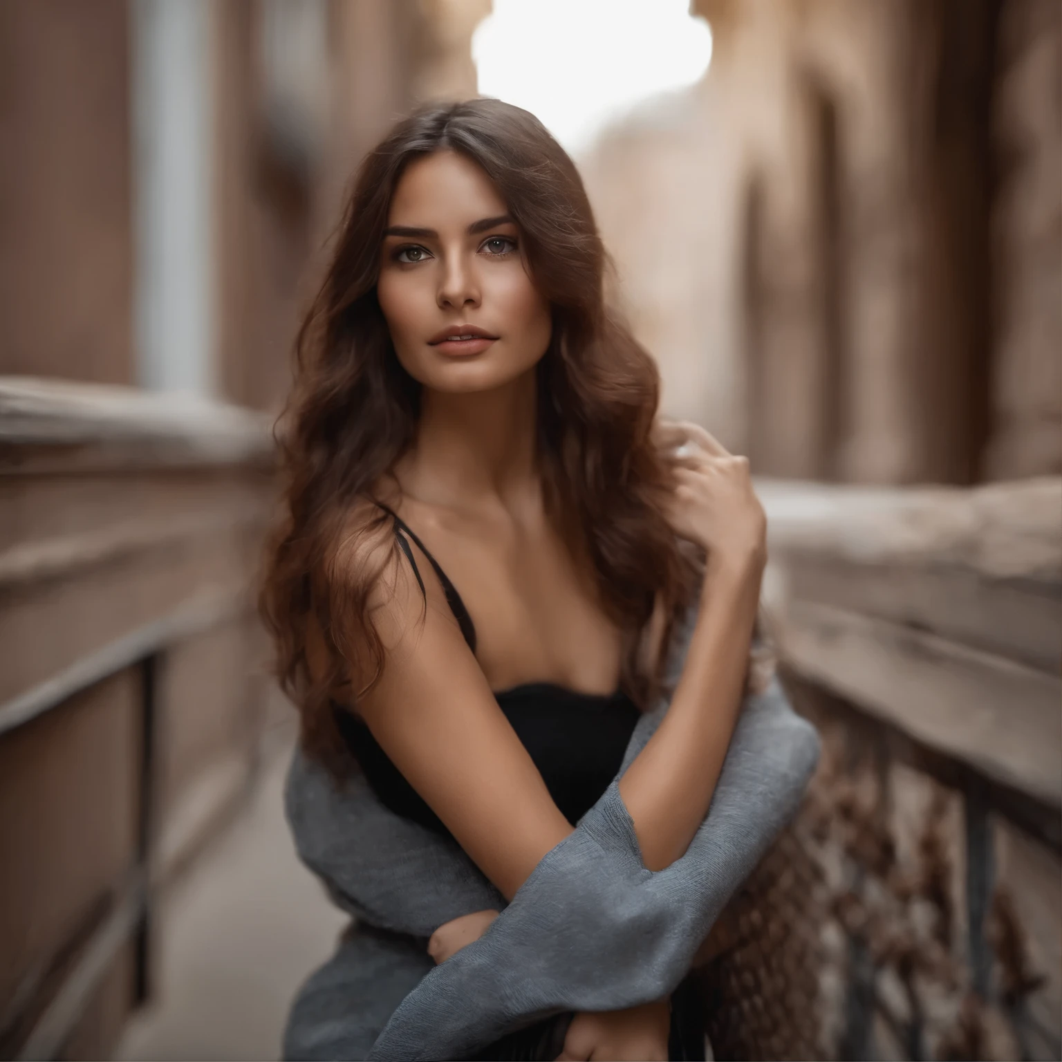 Face, long hair, Brown, Gorgeous, girl, West, 火热的girl, content, best quality, HD, photorealistic rendering, blurred background, depth of field, light movie, Wide hips, Slim waist, Transparent underwear, In an apartment with Velux