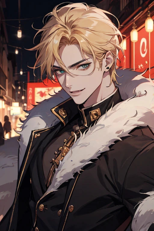 (meilleure qualité,haute résolution:1.2),portrait,2 homme,Très bel homme,beaux cheveux dorés détaillés,style de dessin par Araki Hirohiko,Dio Brando,homme sexy,sourire coquin,Jojo no Kimyou na Bouken,les yeux rouges,ambiance vampirique,pose sexy,yaoi