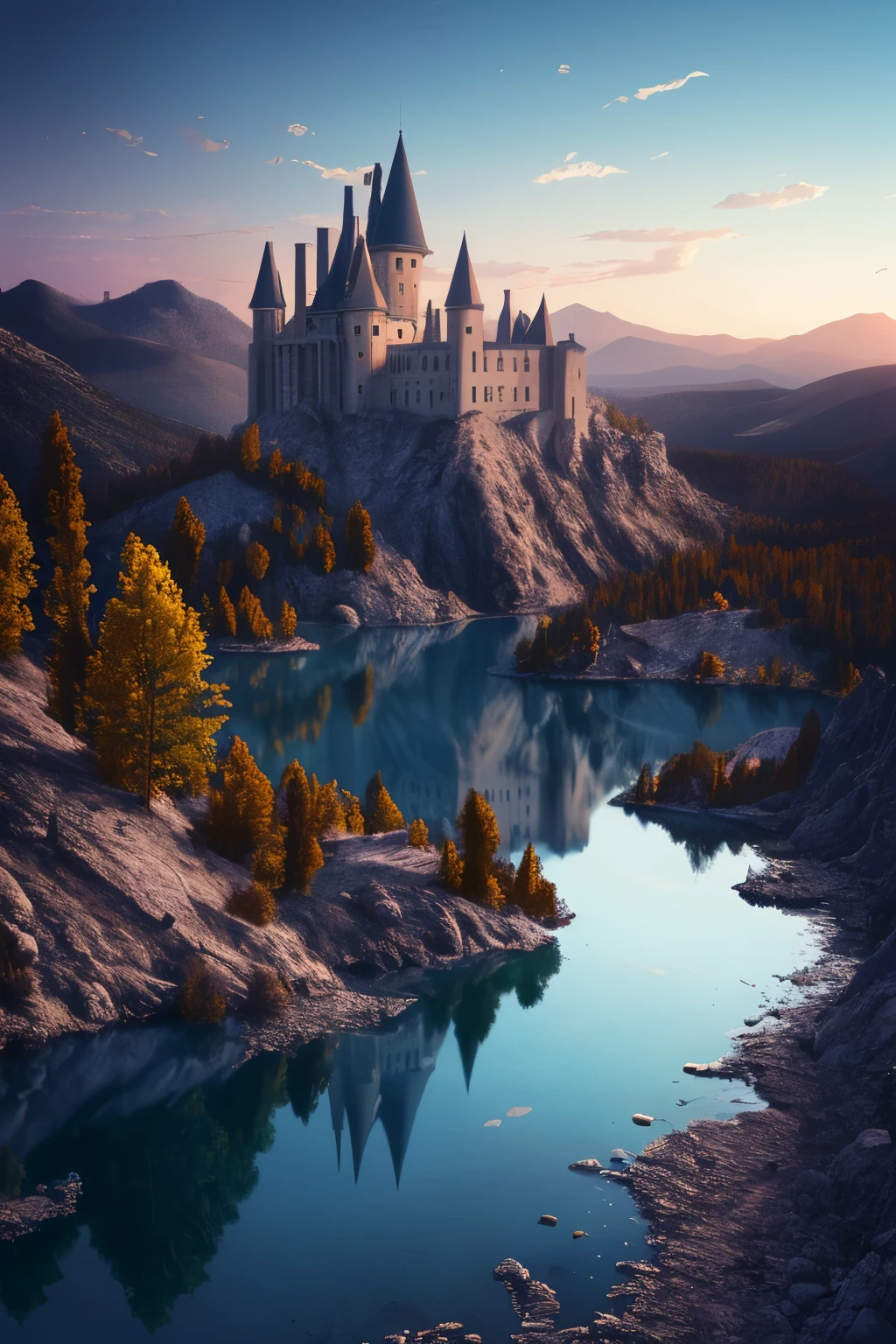 ((masterpiece)), best quality, high quality, ((extremely detailed CG unity 8k wallpaper)),(fantasy), A place like black magic world, dark-ish color, castles, tremendous dragons fly in the sky, huge dragons, dragons shooting lots of fire balls, ruining the ground, magic movie style, harry potter movie style, viewing on higher mountain, Mono Lake, 3D Digital Paintings,award winning photography, Bokeh, Depth of Field, HDR, bloom, Chromatic Aberration ,Photorealistic,extremely detailed, trending on artstation, trending on CGsociety, Intricate, High Detail, dramatic, art by midjourney