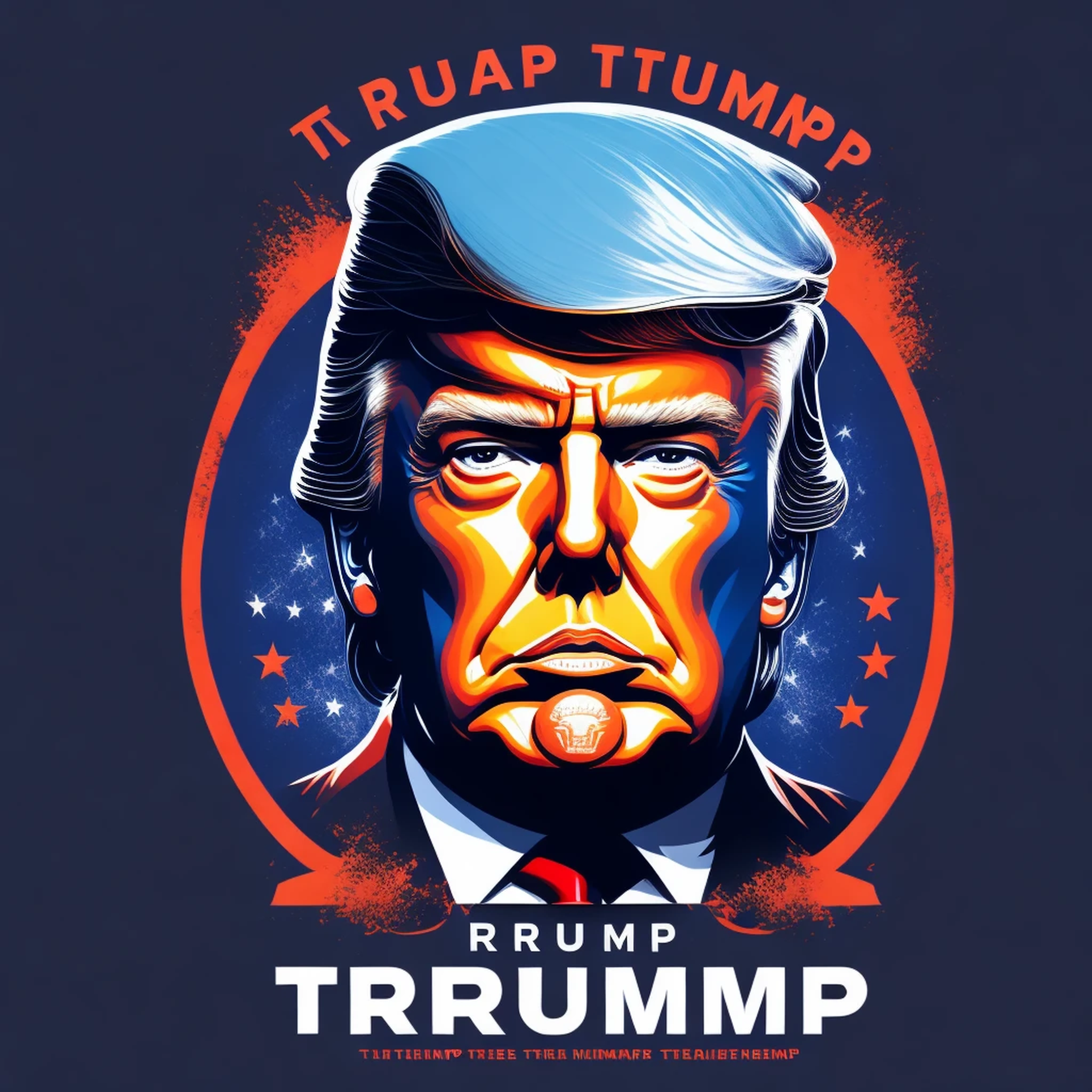 Mr. Trump's face, tshirt design, rzminjourney, vector-art