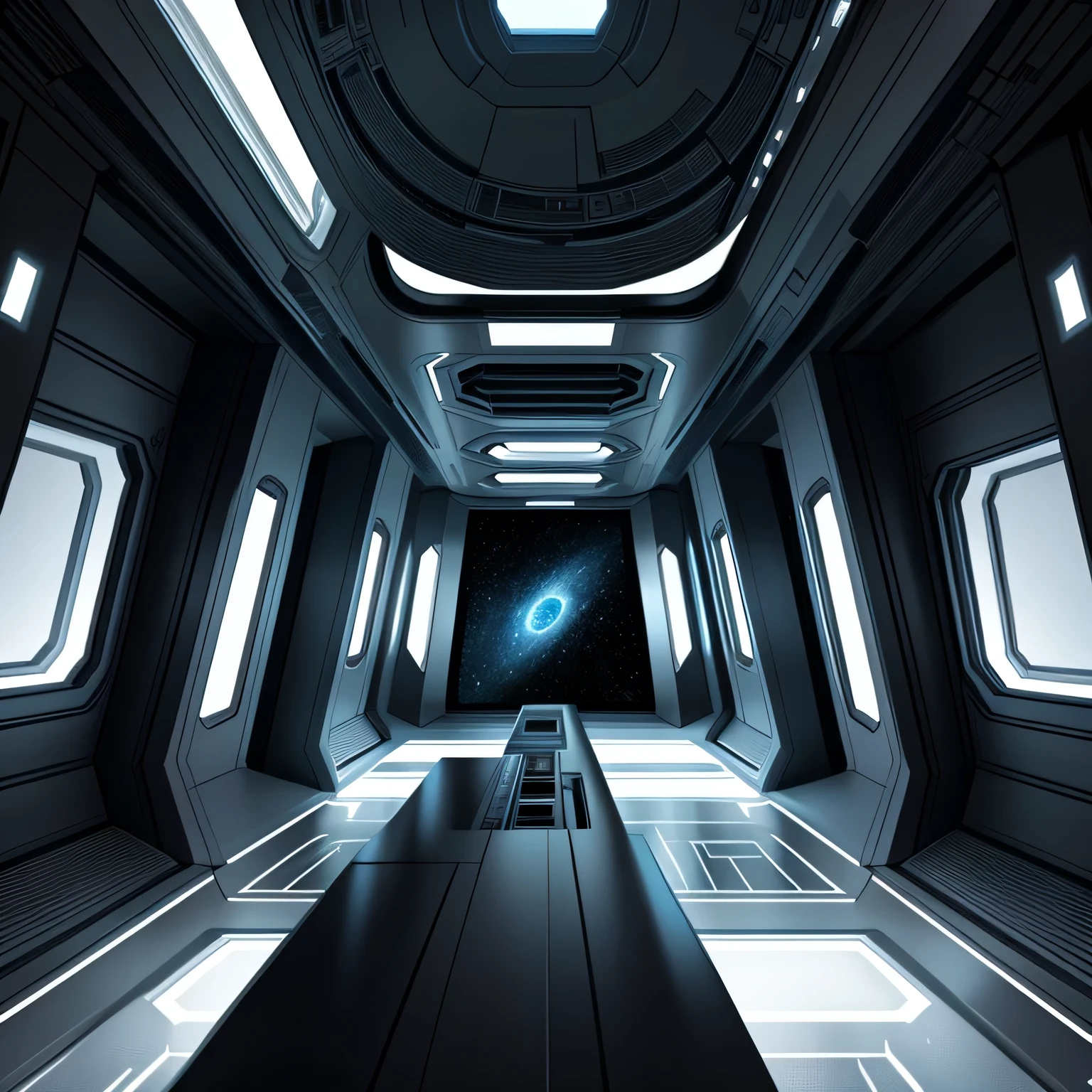 a paranoramical view from inside a futuristic spaceship from Marvel's Fantastic Four, ultra detalhado, obra de arte, trabalho de arte