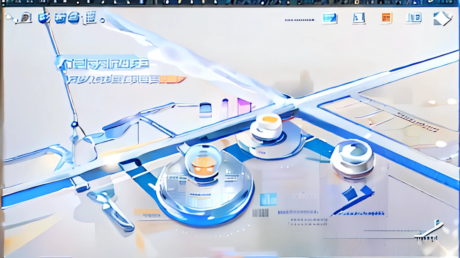 best quality, many details,4k,factory,octane rendering,c4d,Transparent glass texture,Deakin,blue|Tangerine, frosted glass, Transparent sense of technology, industrial design,White background