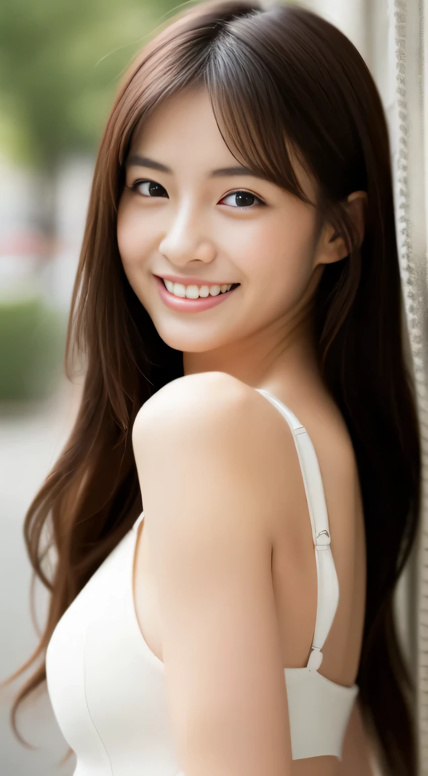 Japanese ),((beautiful girl)),An expression that imagines something pleasant:1.2,(perfect body beauty:1.2),((perfect body)),(shy smile),beautiful teeth,