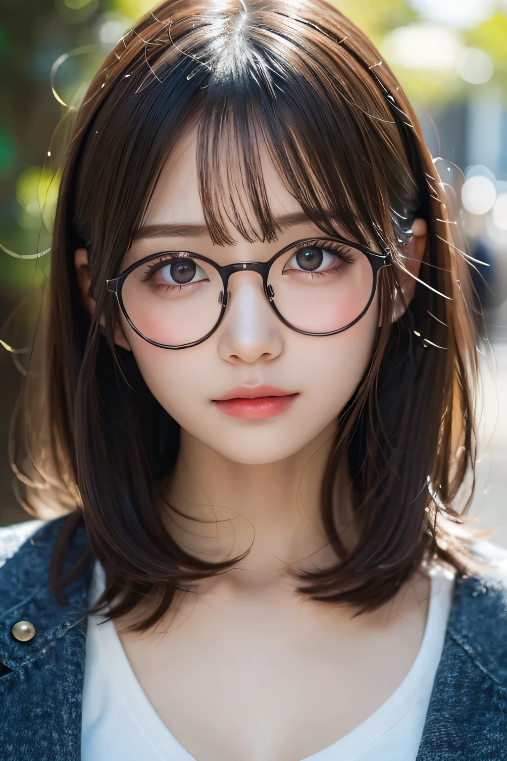 dynamic pose, cute, cute, pastel colour, round glasses, beautiful, white skin, shiny, shiny lips, soft colors, shiny skin, Very fine lines, Easy to handle line, roughシェーディング, line drawing, rough, mudy, perfect eyes, 粒子のroughリアリズム, mud, bright eyes, anime style, Complex詳細, Complex, oil on canvas, masterpiece, Expert, very detailed, 4K resolution, Light of the sun