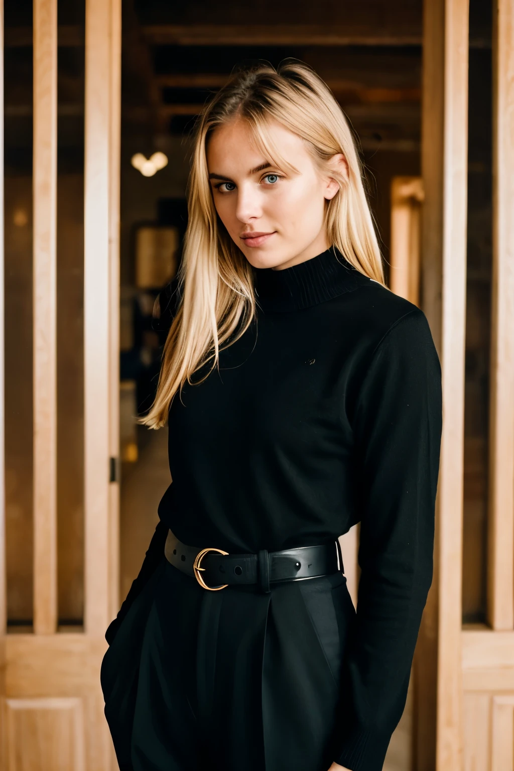 super cute blonde woman in dark theme