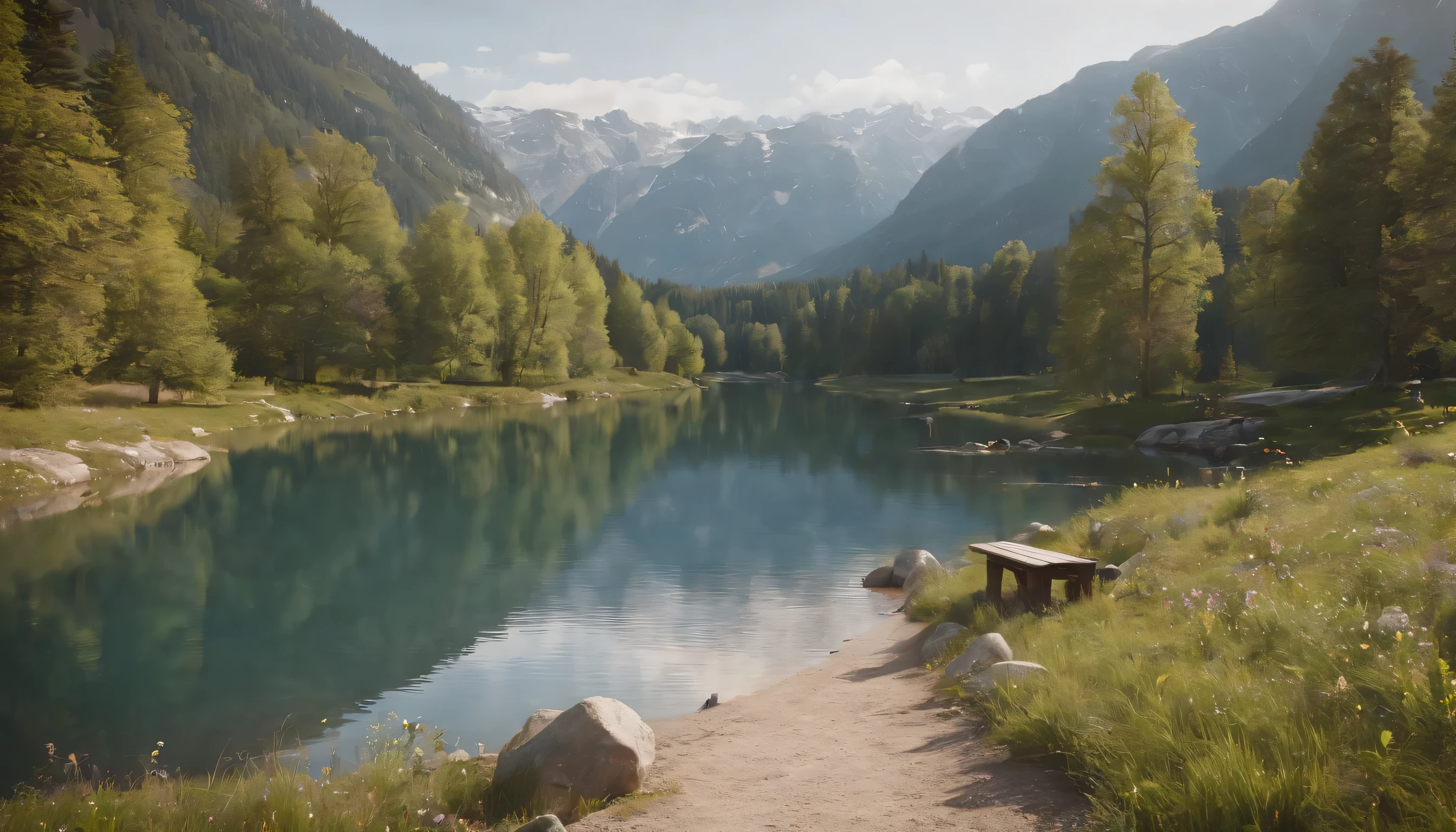 (Highly detailed CG Unity 8k wallpaper、masterpiece、highest quality、Super detailed)、(best lighting、best shadow、very delicate and beautiful)、highest quality、8k、Detailed facial depiction、masterpiece、highest quality、clear image quality、
Let&#39;s take photos of families enjoying camping by the lake in spring..。