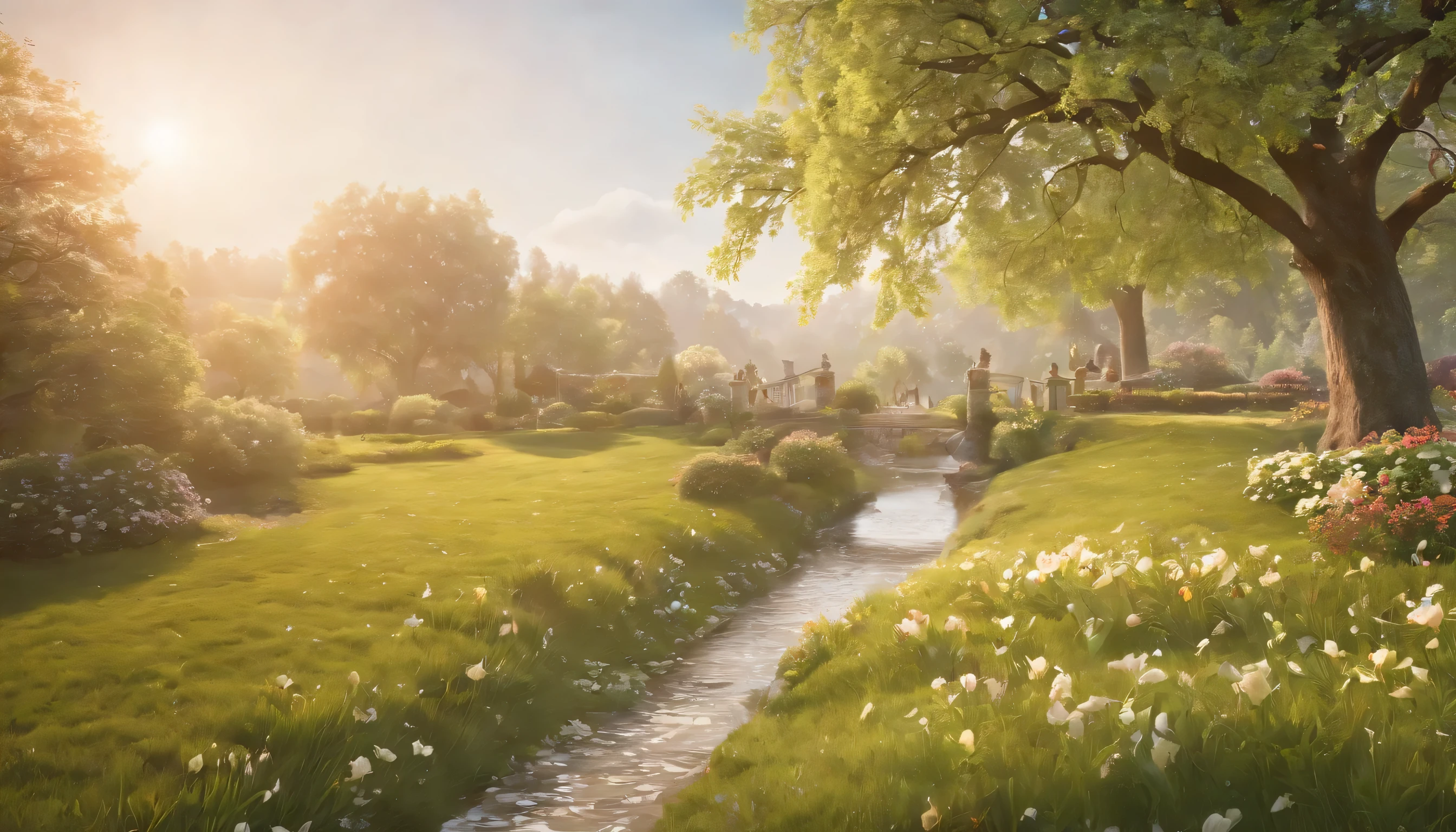 (Highly detailed CG Unity 8k wallpaper、masterpiece、highest quality、Super detailed)、(best lighting、best shadow、very delicate and beautiful)、highest quality、8k、Detailed facial depiction、masterpiece、highest quality、clear image quality、
With children playing in the spring park、Flowers blooming around々々Please take a photo of。