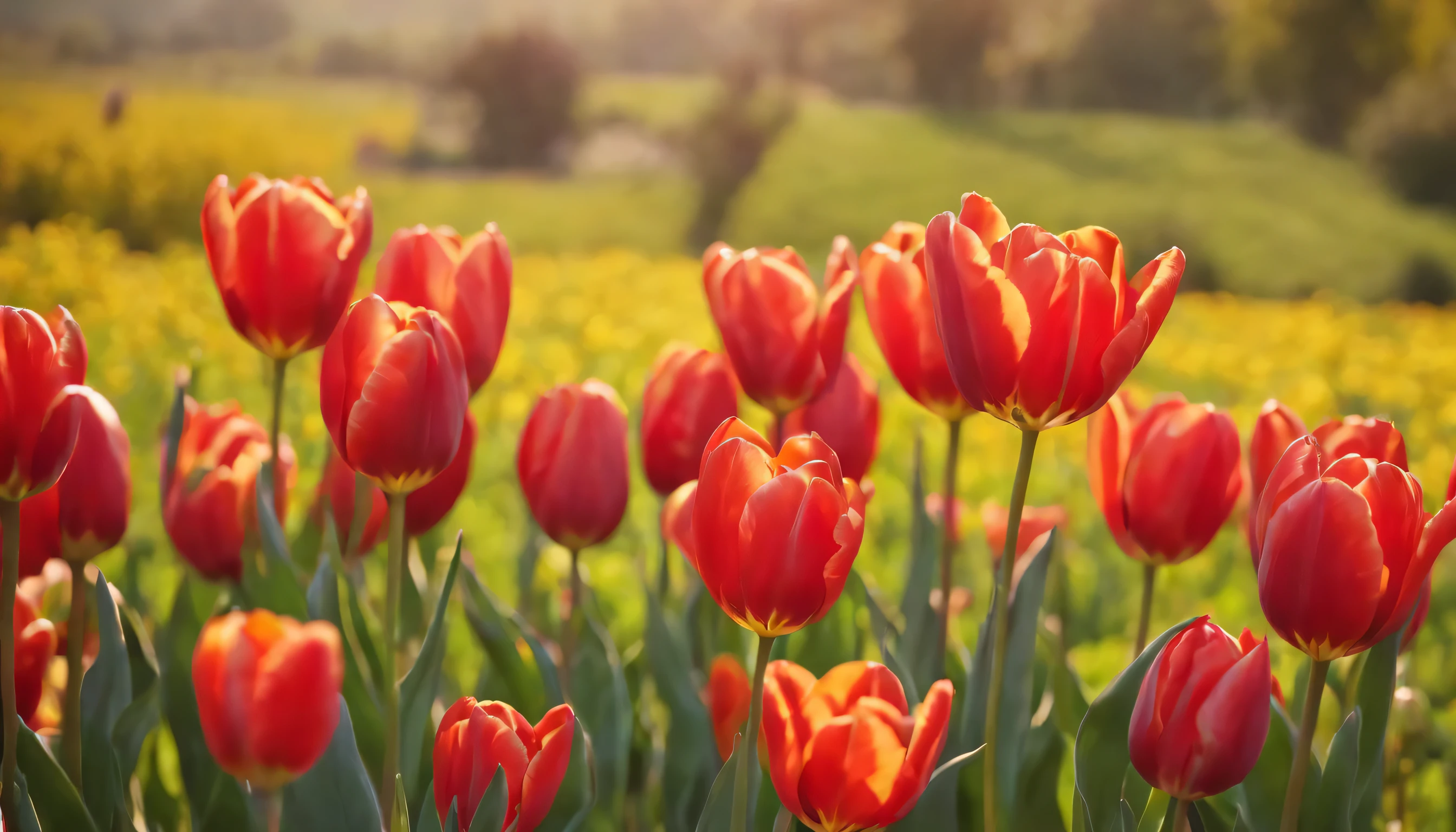 (Highly detailed CG Unity 8k wallpaper、masterpiece、highest quality、Super detailed)、(best lighting、best shadow、very delicate and beautiful)、highest quality、8k、Detailed facial depiction、masterpiece、highest quality、clear image quality、
in the spring garden、Let's take pictures of colorfully blooming tulips。