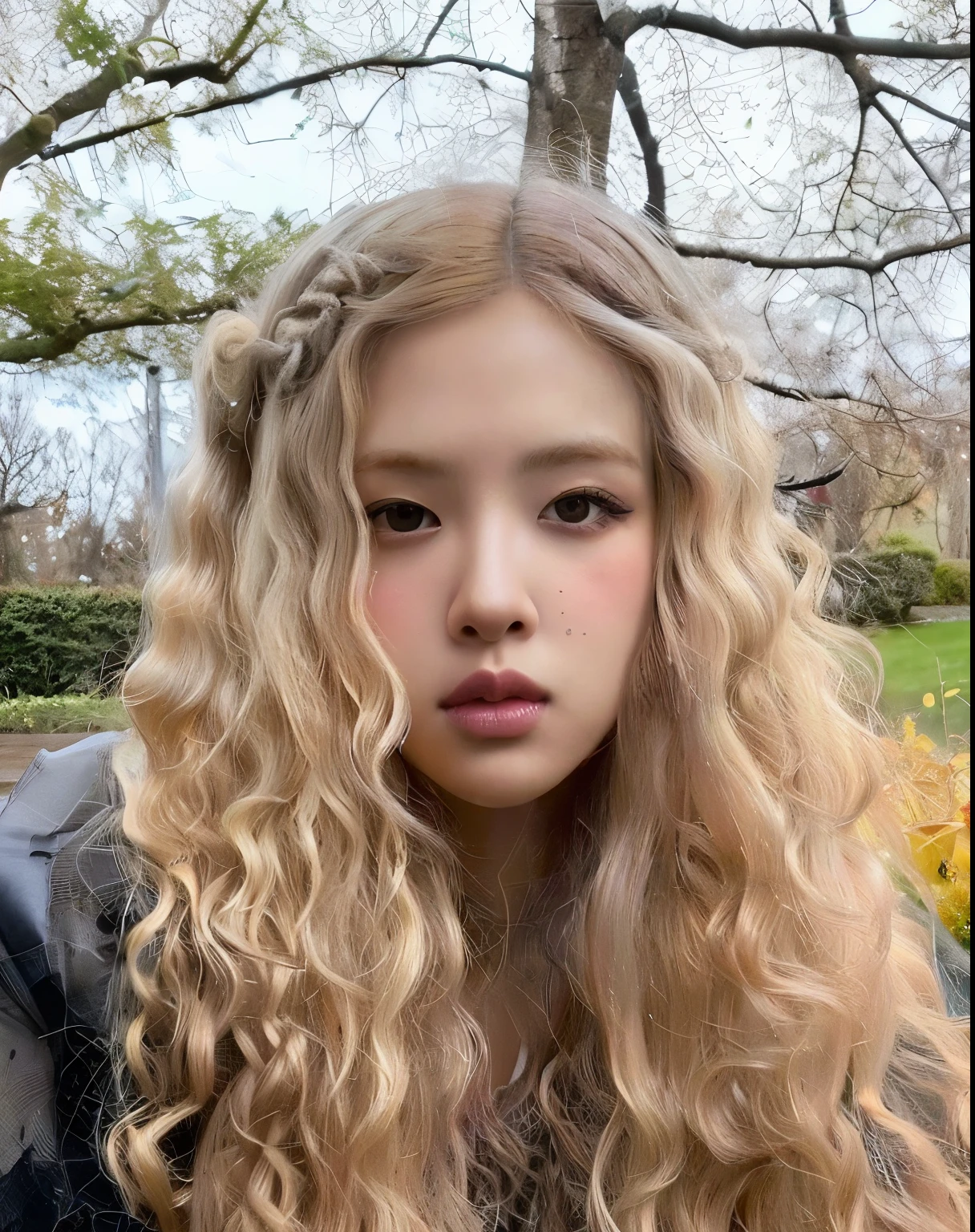 a close up of a young woman with long blonDe hair, pale skin curly blonD hair, very very curly blonD hair, long curly light blonD hair, curly blonD, blonD curly hair, very very long blonD curly hair, blonDe curly hair, curly blonDe hair | D & D, with long blonD hair, long curly blonDe hair, sem maquiagem cabelos ondulados, portrait sophie muDD, rosé blackpink, blackpink