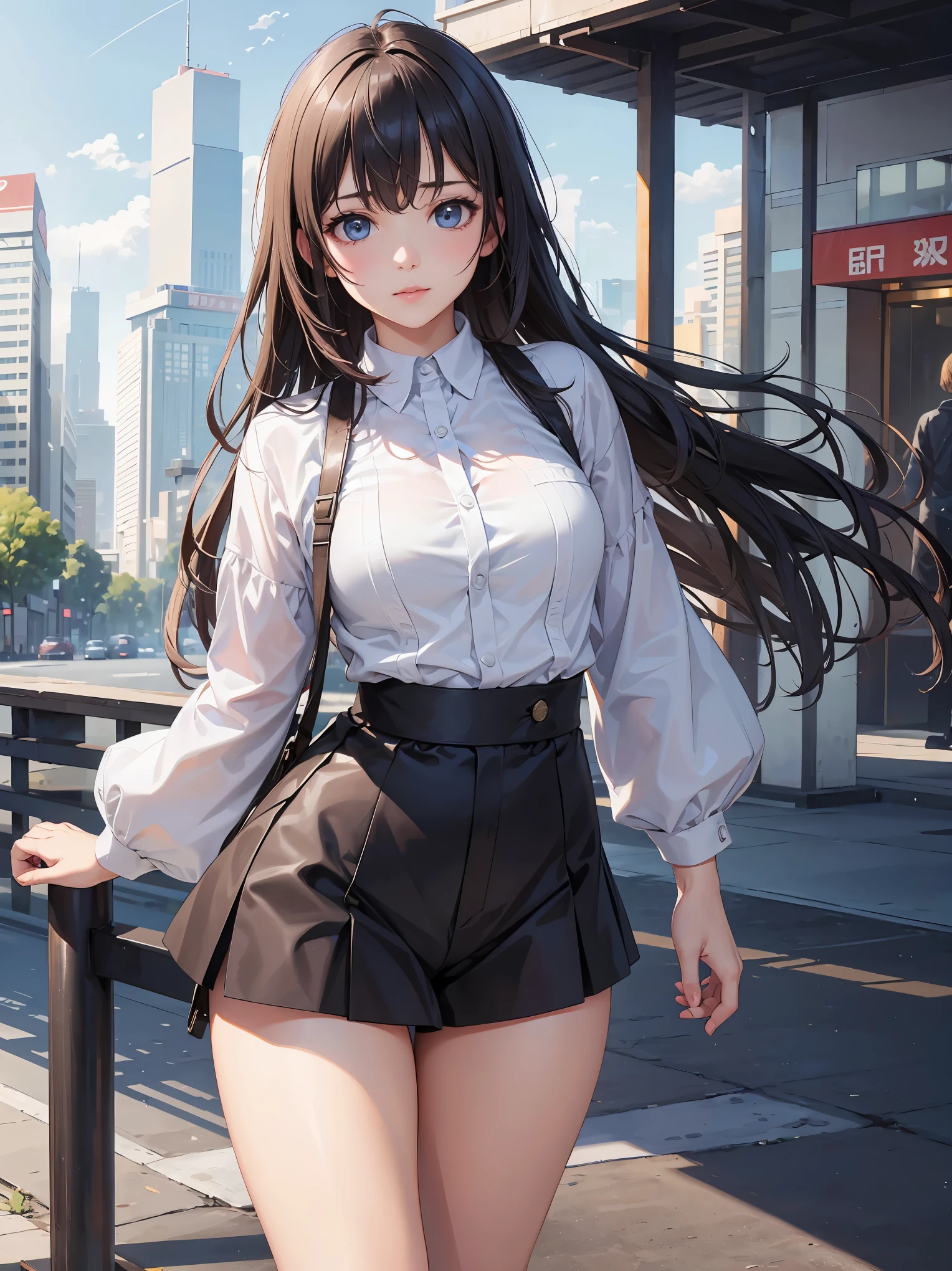 ((((Best Quality, 8K, 32K, masterpiece, 1.2)))),{{solo}},nsfw,{{{Artist: GirlfriendMix's style}}},((perfect beautiful face:1.2)), wearing , windy skirt, showing panties, embarrass, see through panties, ((a lot of public hairs:1.3)),
