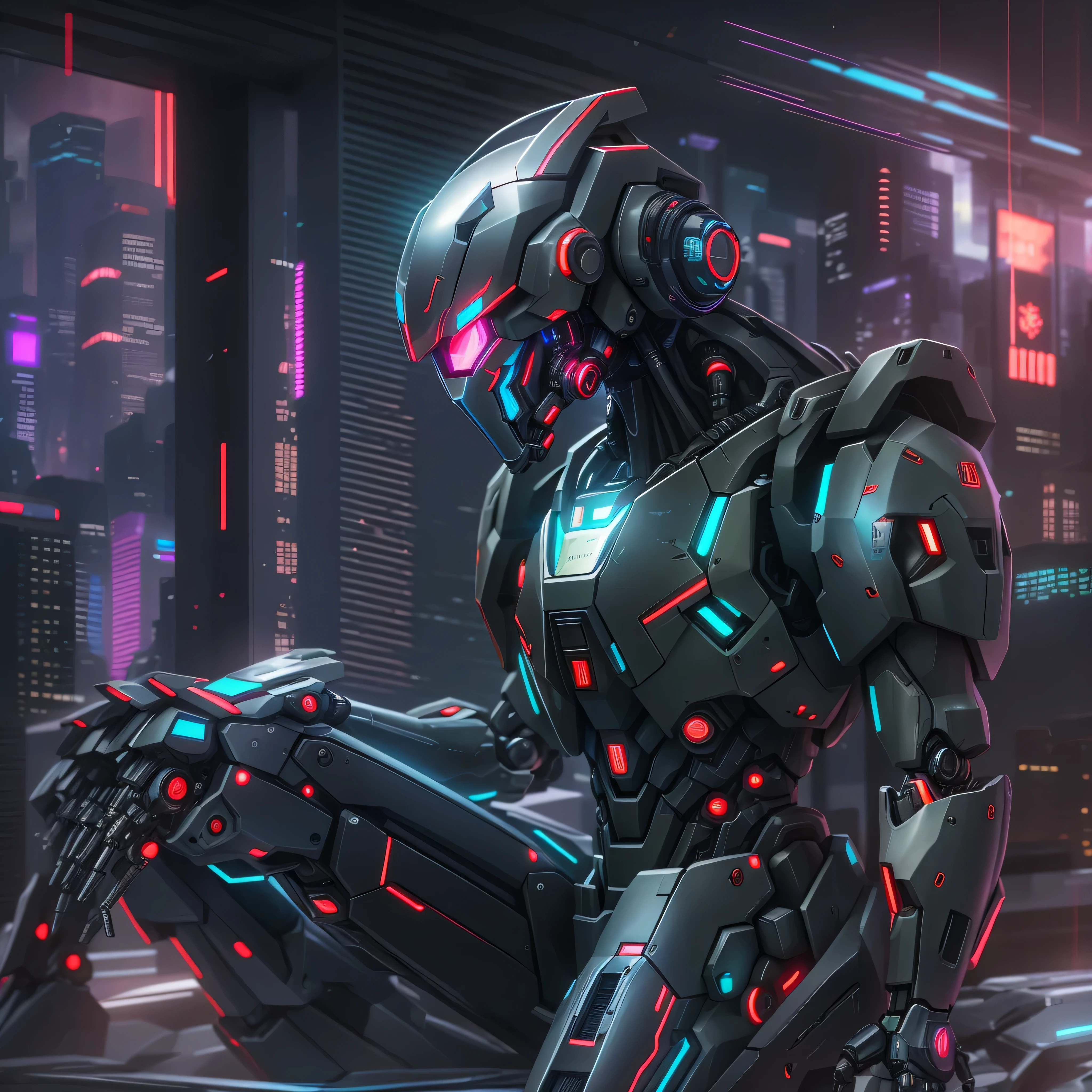 a close up of a robot in a business suit with glowing eyes, cyber business suit, mecha business suit, wears a suit of power armor, cyberpunk robot man, cyberpunk business suit, mech suit, robot suit, stylish cyborg armor, sci - fi suit, beautiful robot character design, biopunk suit, dark suit, intricate assasin mecha armor, full body mecha suit