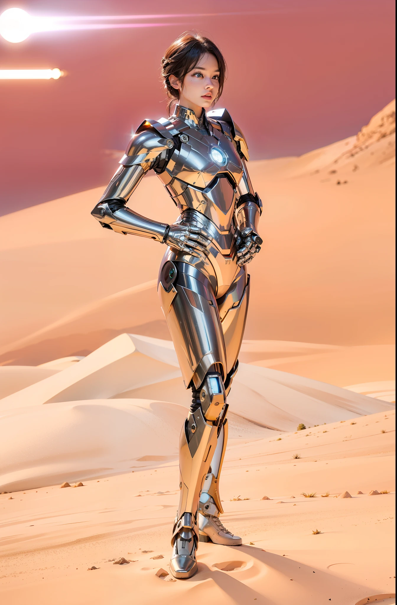 best quality,gold jewelry,fairy skin,(every time :1.2),Everlasting,super detailed,actual,high quality,lighting,Ray tracing,ultra high definition,upper body, Future Iron Man mecha，Film shooting，Battery，Launching equipment，large caliber artillery，Rostland 8k，Mecha Cyber Armored Tank Girl,Wearing a cyberpunk stamina helmet，Wearing a glowing space helmet，High-tech motorcycle helmet，Has a breathing light，The armor of the future shines，Armed electromagnetic gun，steel mechanical style，