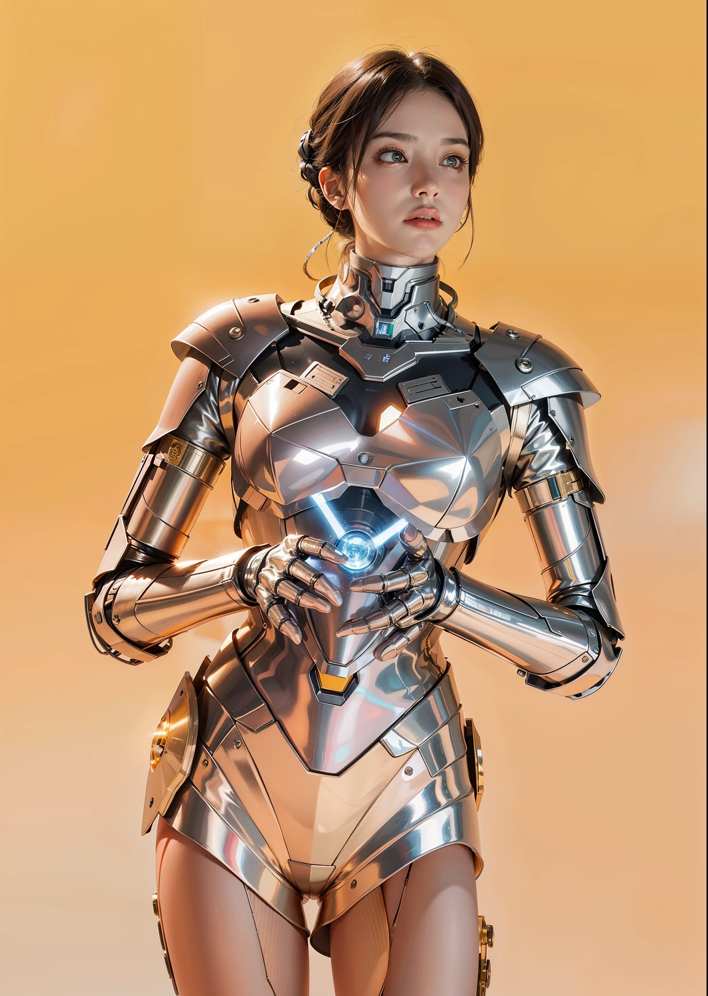 best quality,gold jewelry,fairy skin,(every time :1.2),Everlasting,super detailed,actual,high quality,lighting,Ray tracing,ultra high definition,upper body, Future Iron Man mecha,Film shooting,Battery,Launching equipment,large caliber artillery,Rostland 8k,Mecha Cyber Armored Tank Girl,Wearing a cyberpunk stamina helmet,Wearing a glowing space helmet,High-tech motorcycle helmet,Has a breathing light,The armor of the future shines,Armed electromagnetic gun,steel mechanical style,