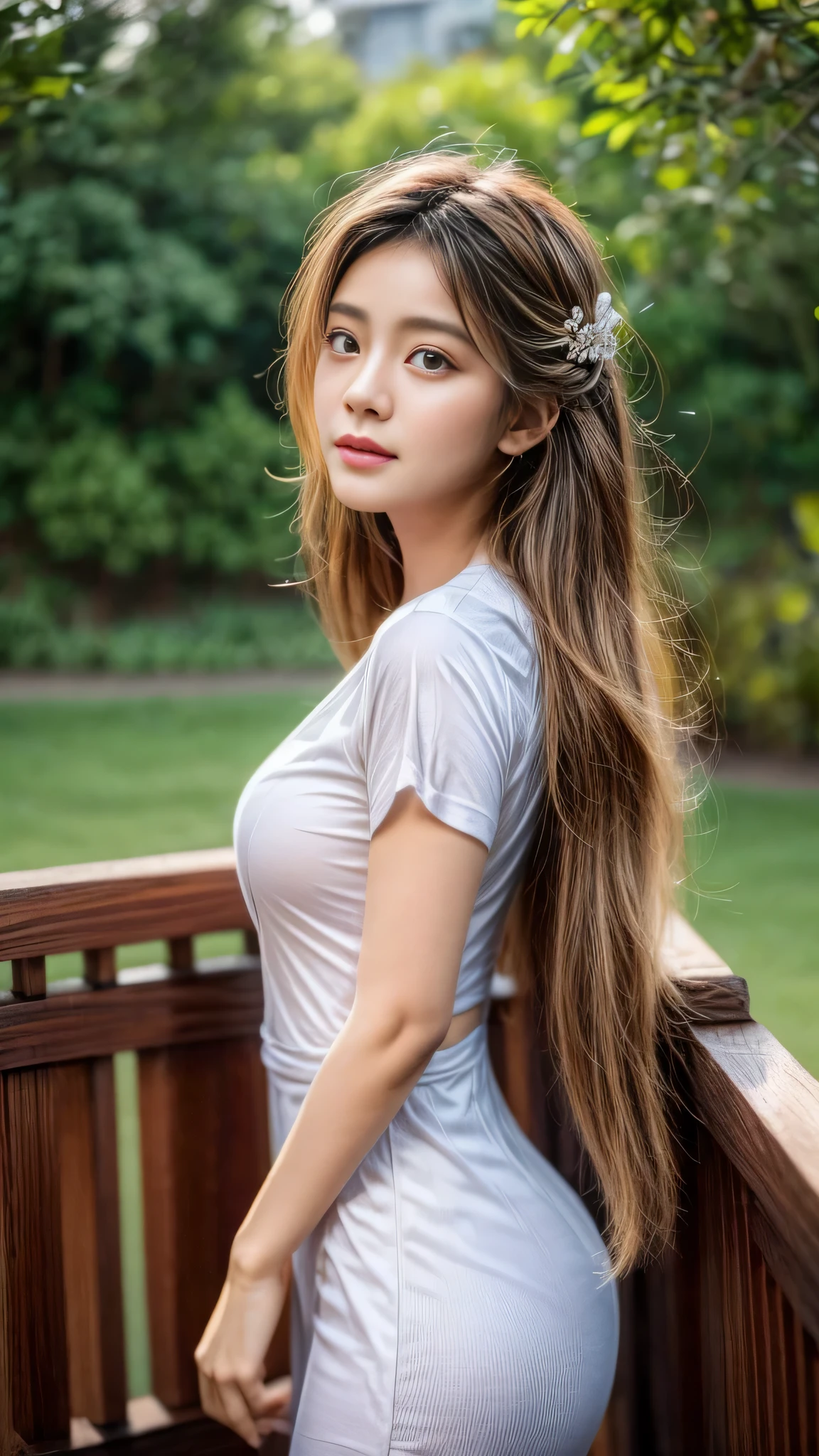 (best quality,masterpiece:1.2,high resolution,ultra detailed),1 girl,Burmese girl,beautiful face,beautiful hair,black hair,golden hour setting,garden background,8k,full HD