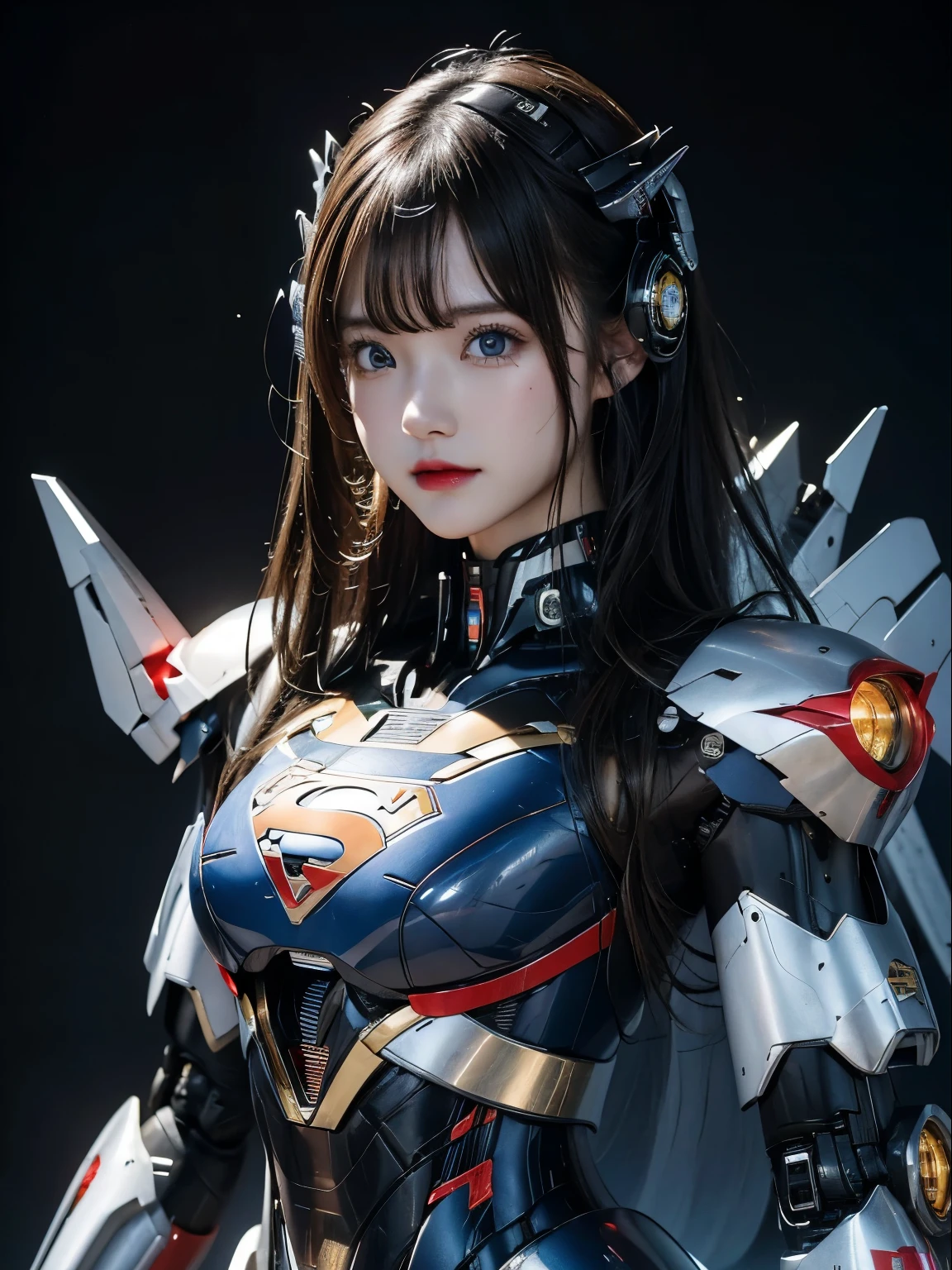 rough skin, Super detailed, advanced details, high quality, 最high quality, High resolution, 1080P, hard disk, beautiful,(super girl),beautifulサイボーグの女性,Mecha cyborg girl,battle mode,Mecha body girl,彼女はsuper girlのメカを着ています,full body photo