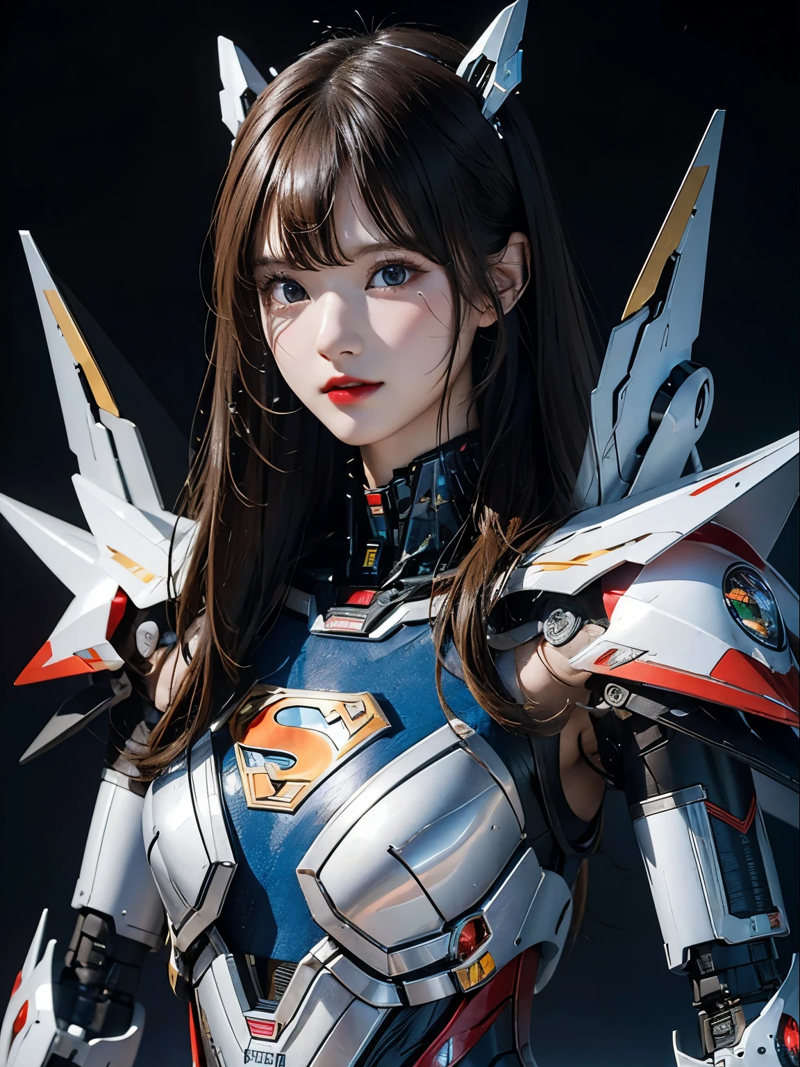 rough skin, Super detailed, advanced details, high quality, 最high quality, High resolution, 1080P, hard disk, beautiful,(super girl),beautifulサイボーグの女性,Mecha cyborg girl,battle mode,Mecha body girl,彼女はsuper girlのメカを着ています,full body photo