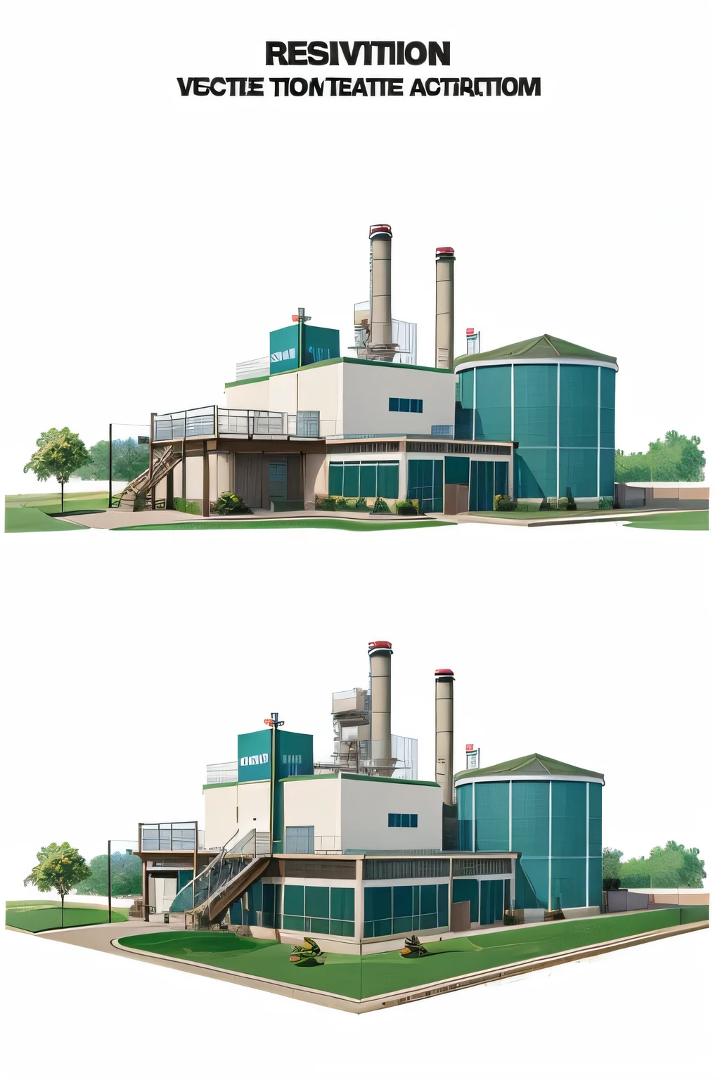 vector illustration waste treatment plant side view eco system