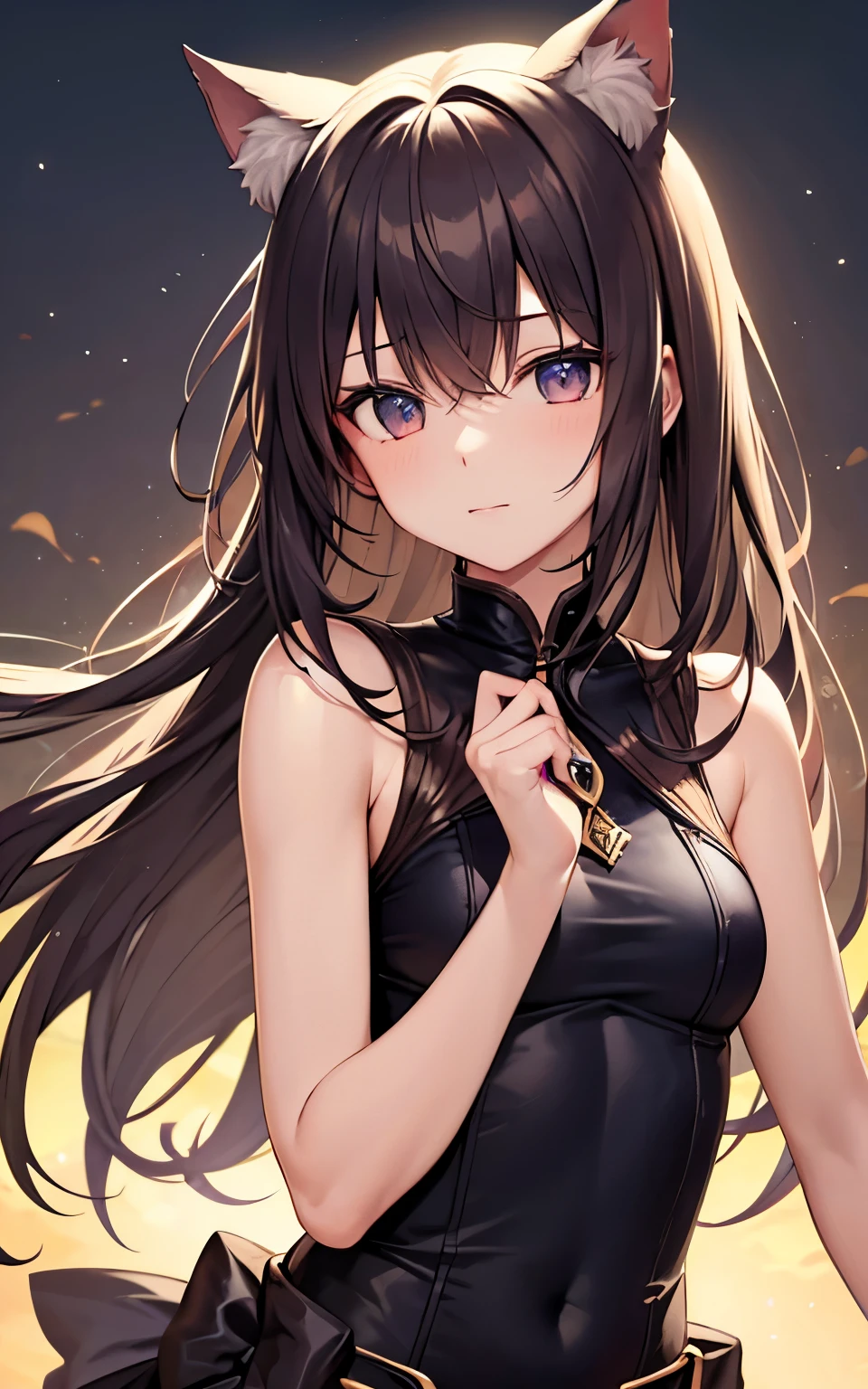 best quality, cute cat ears girl, Cute fantasy world lightly dressed, fantasy world, smooth skin, Upper body is shown,