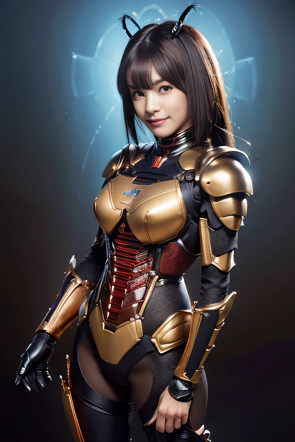 (High resolution,masterpiece,highest quality,Very detailed CG, anime, official art:1.4), realistic, photograph, amazing detail, everything is complicated, shiny and glossy,Amazing number of layers, 8K wallpaper, 3D, sketch, cute, figure,( alone:1.4), perfect female proportions,villain&#39;s daughter, (Fusion of dark brown cockroach and lady:1.4), (brown cockroach woman:1.2), (brown cockroach woman:1.2), (Fusion:1.2), (alone:1.4), (evil smile:1.2), muscular, abs, (Cockroach brown exoskeleton bio insect suit:1.4), (Cockroach brown exoskeleton bio insect armor:1.2), (brown transparent cockroach feathers:1.4), (Antennae of brown cockroaches:1.3),