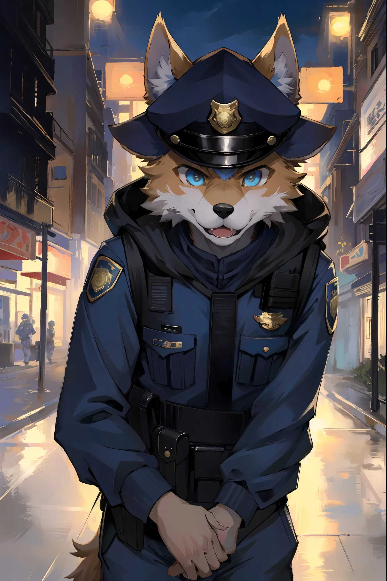 top quality, best quality, highres, masterpiece, super high resolution, detailed background, street, gasping for air(super handsome boys, dog)police officer, swat, police uniform, 6+boys, 6+girls, absurdres(highly detailed beautiful face and eyes)perfect anatomy, good lighting, volumetric lighting, cinematic shadow(kemono, furry anthro),
